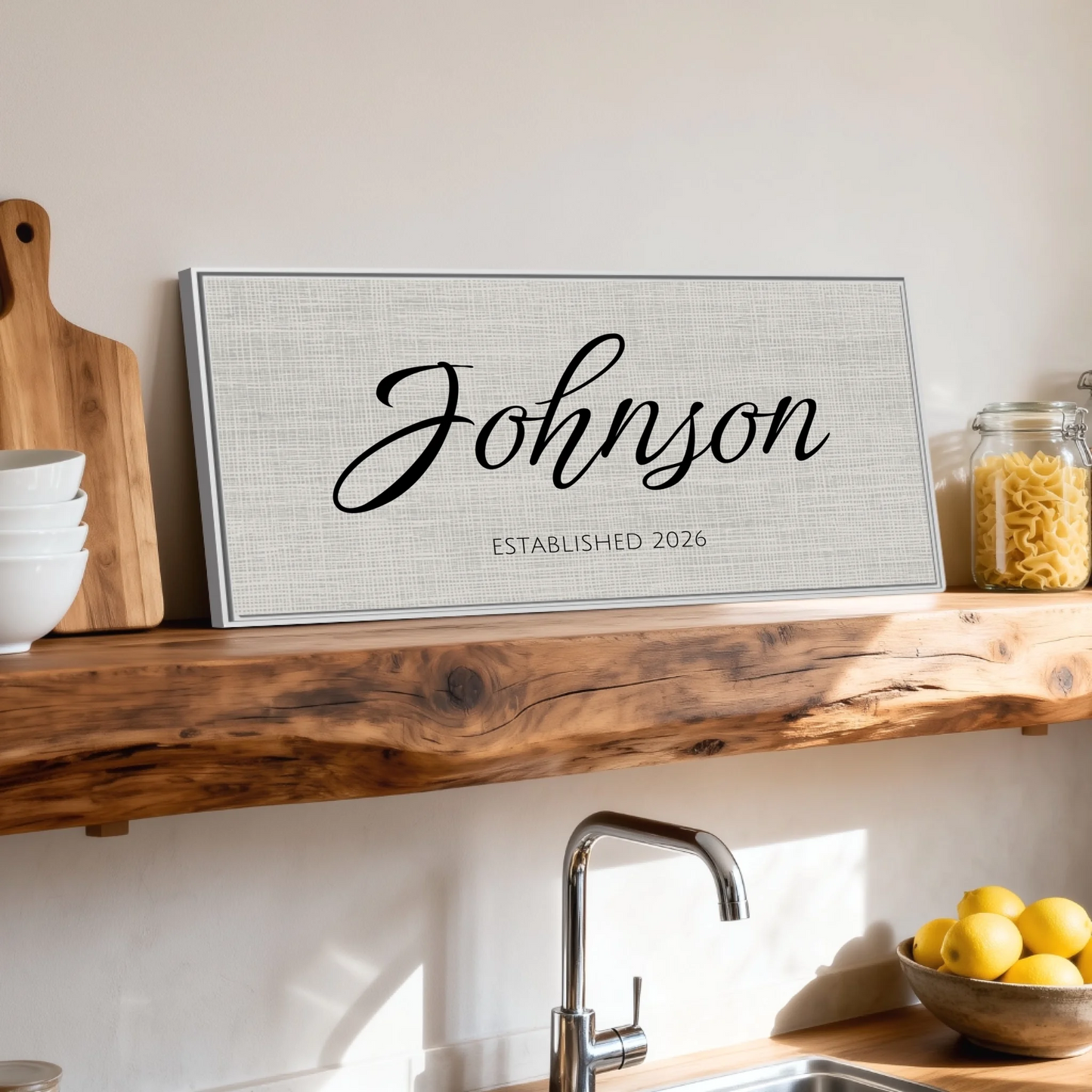 Shelf over kitchen sink white framed wide format 2.1