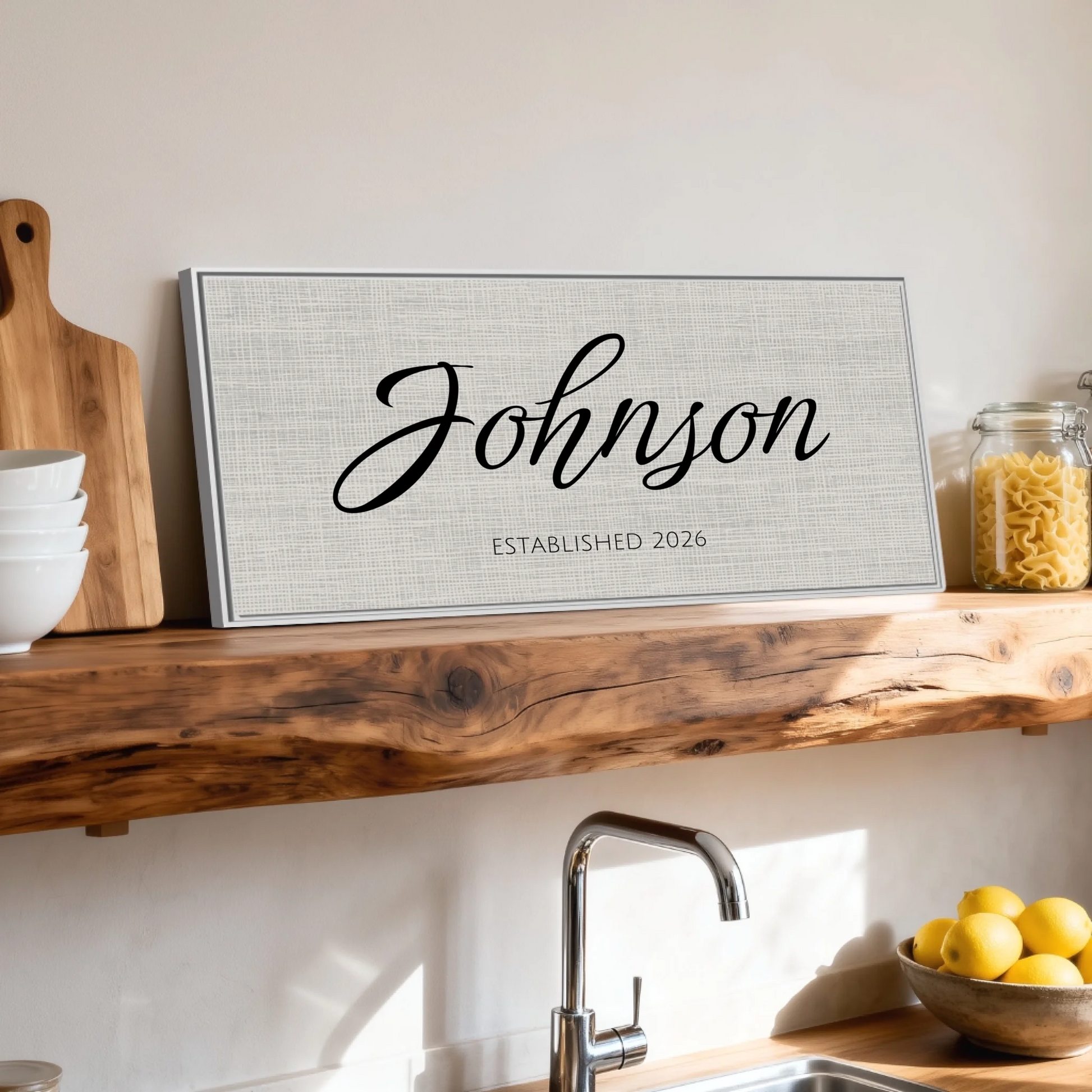 Shelf over kitchen sink white framed wide format 2.1