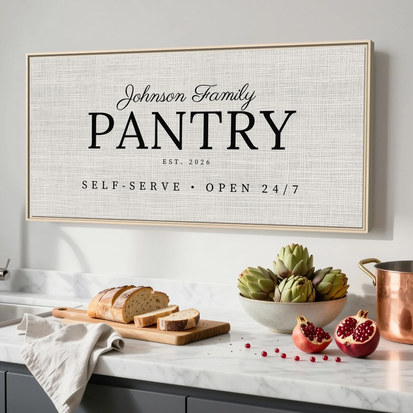 Kitchen Natural Framed Wide Format 2.1 Canvas Mockup