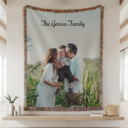 Woven Blanket Lifestyle Closeup Mockup