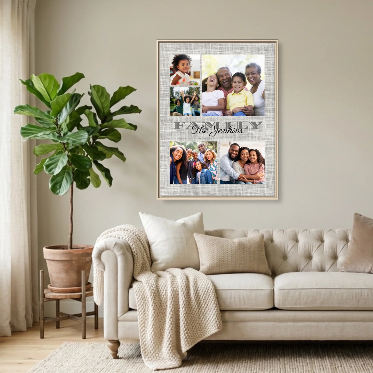 Natural Framed 30x40 (3.4) Vertical Rectangular Canvas