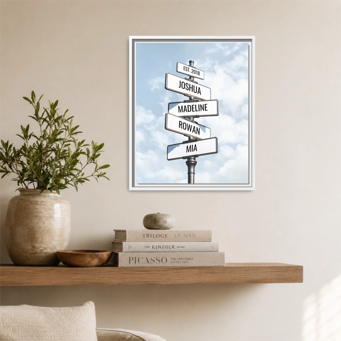 White Framed 16x20 Vertical Canvas (4.5) Mockup For TIB