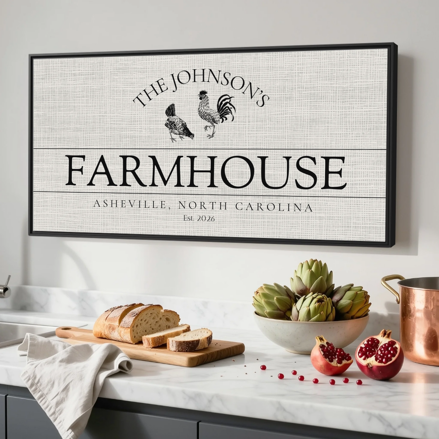 Kitchen Black Framed Wide Format 2.1 Canvas Mockup