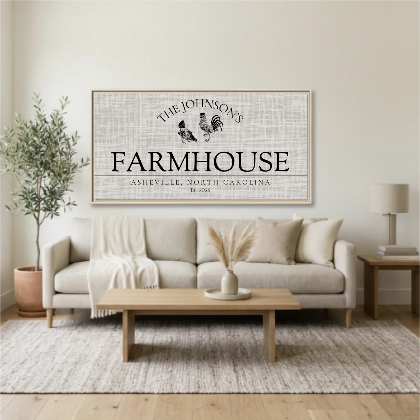 Living Room Natural Framed Wide Format 2.1 Mockup