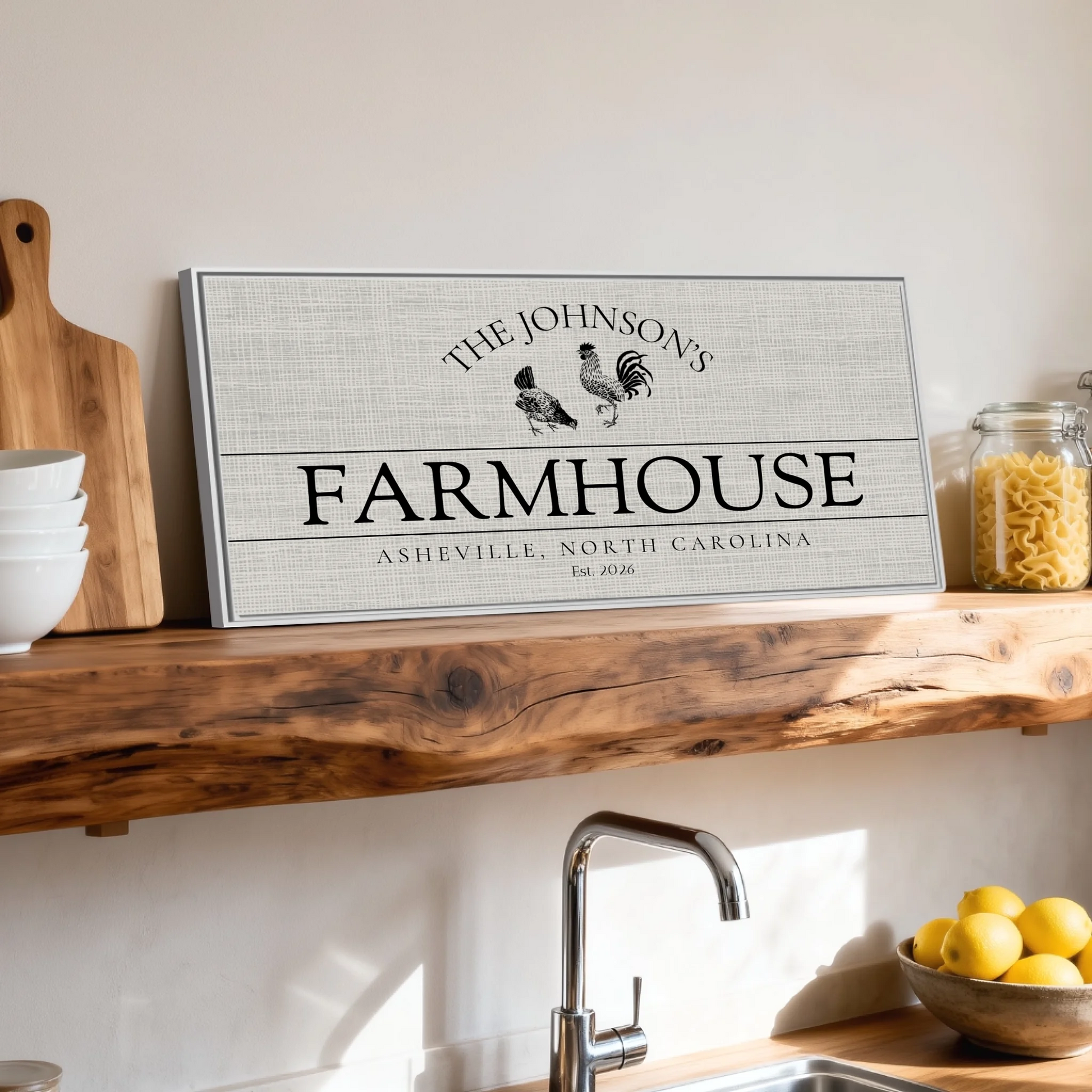 Shelf over kitchen sink white framed wide format 2.1
