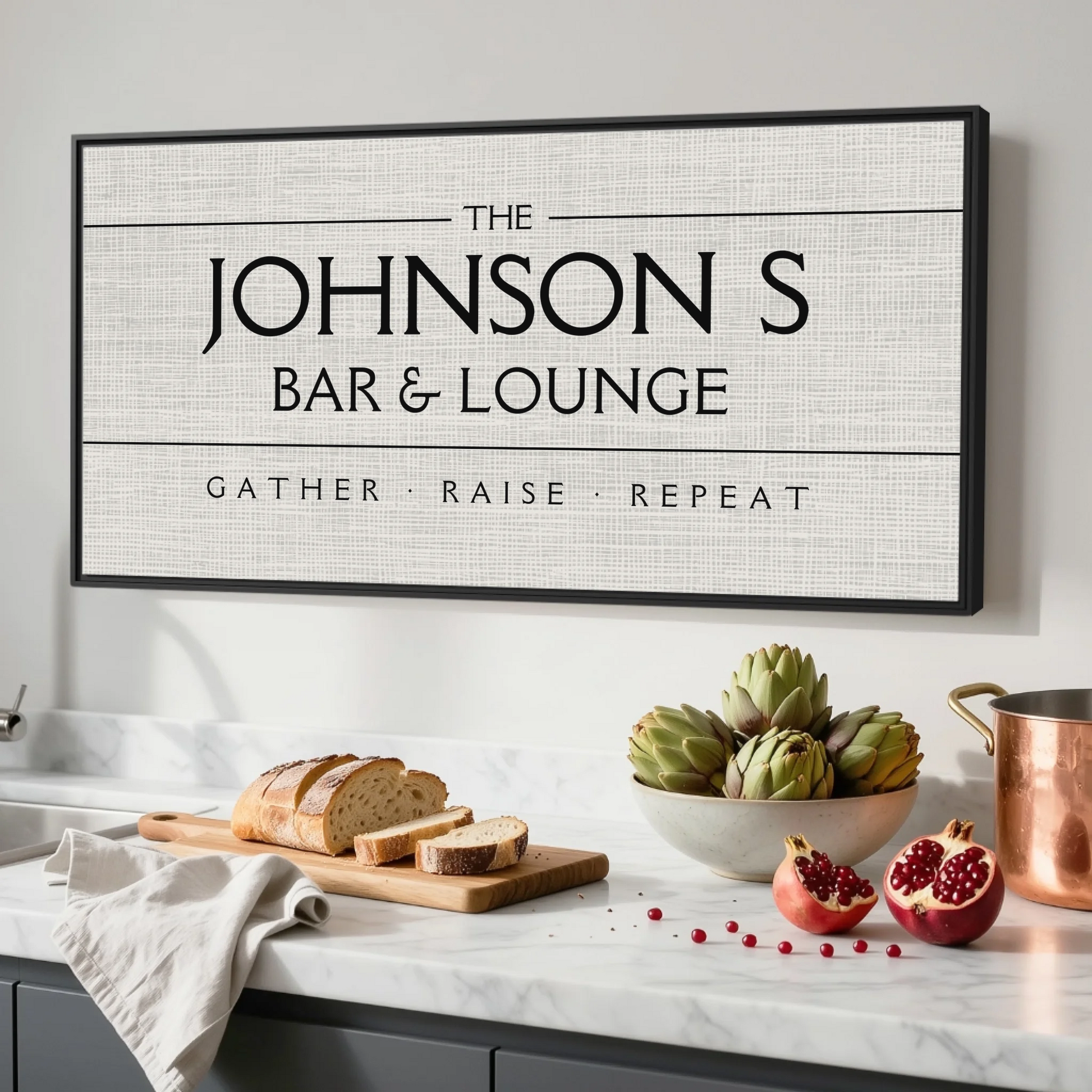 Kitchen Black Framed Wide Format 2.1 Canvas Mockup