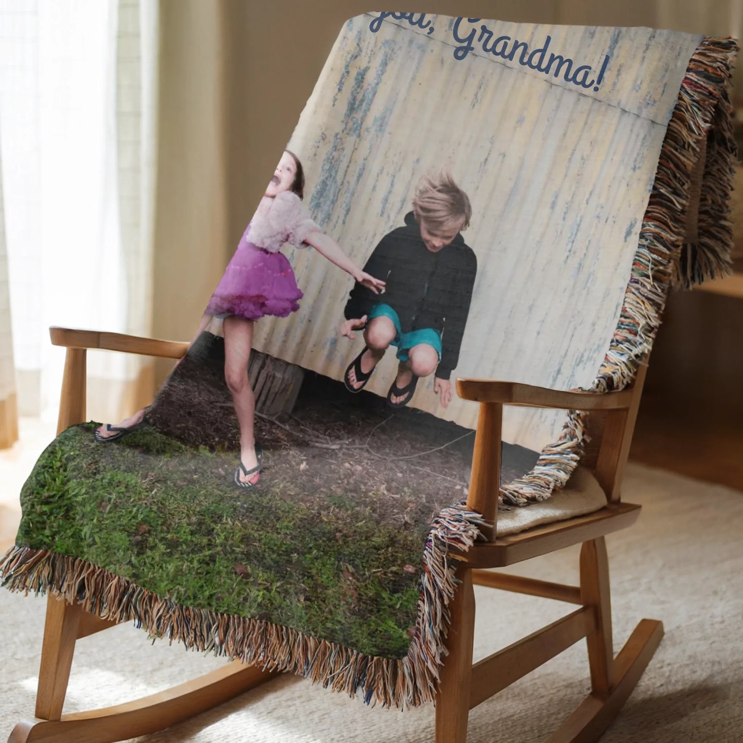 Photo Blanket with Your Picture and Message or Names - Personalized