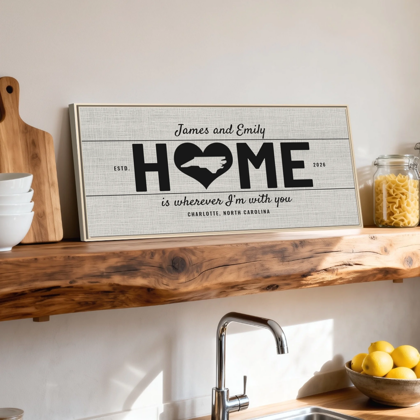 Shelf over kitchen sink natural framed wide format 2.1