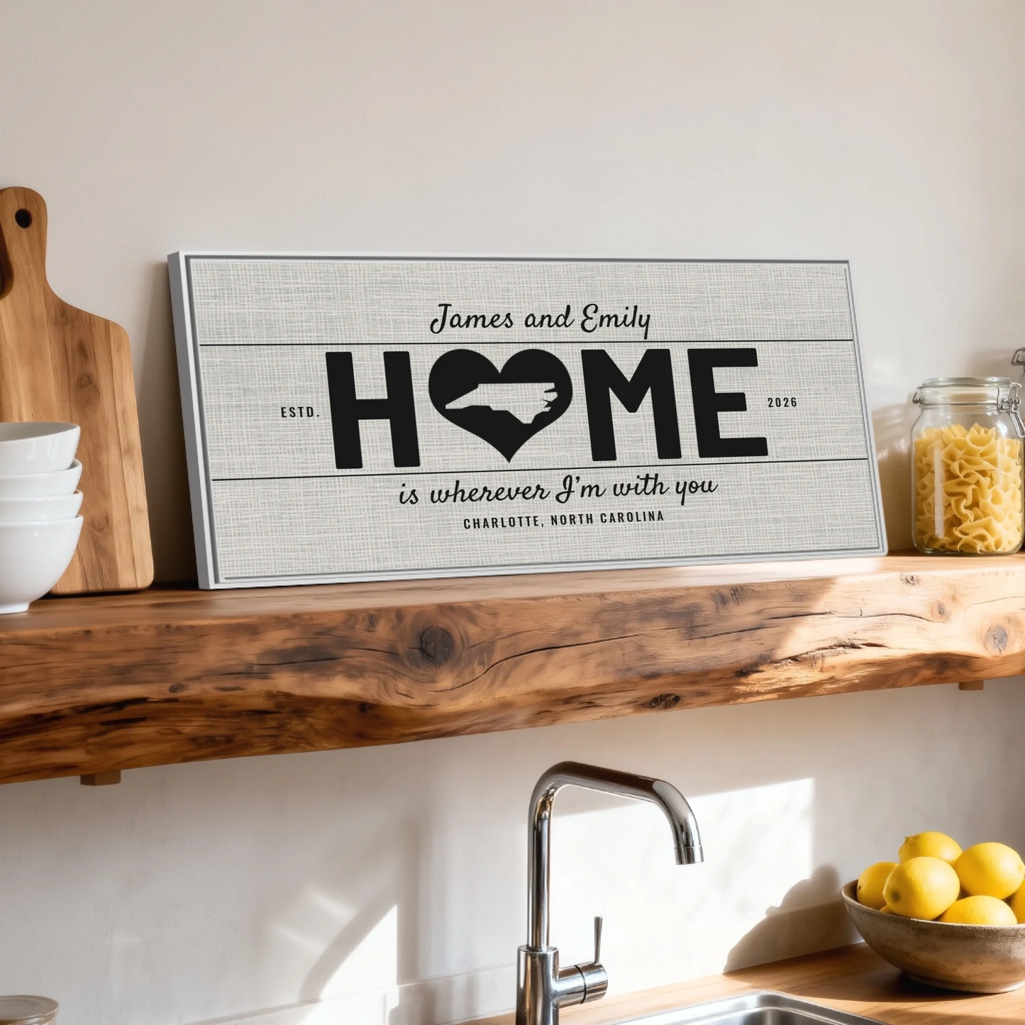 Shelf over kitchen sink white framed wide format 2.1