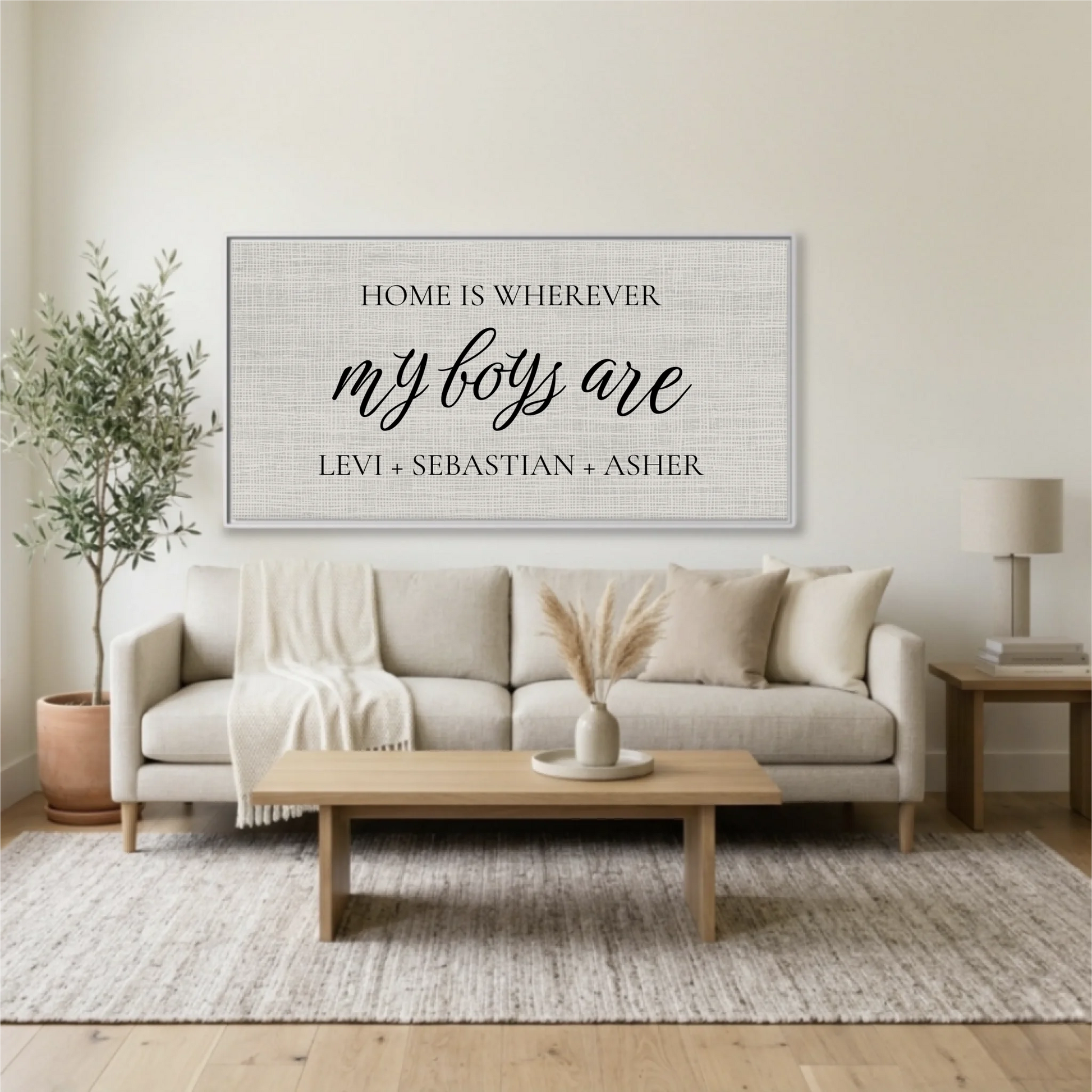 Living Room White Framed Wide Format 2.1 Mockup
