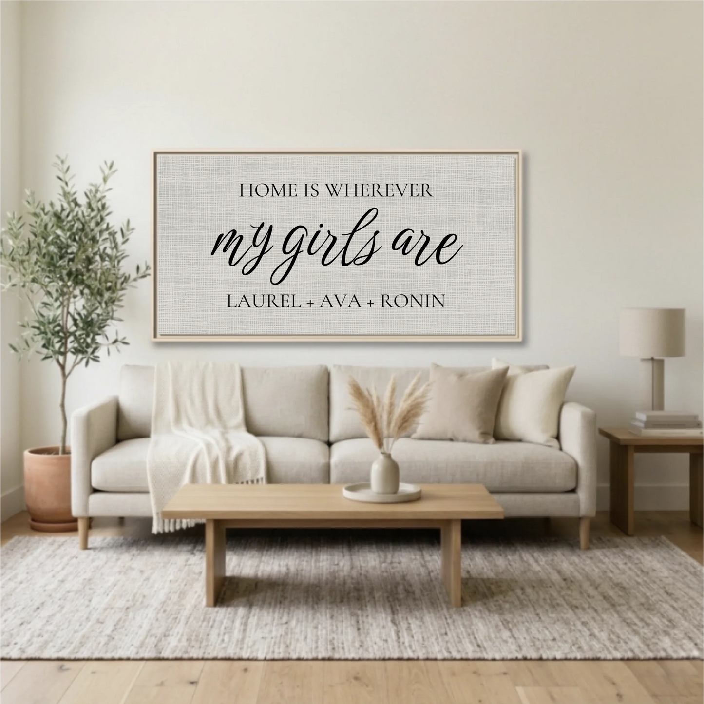 Living Room Natural Framed Wide Format 2.1 Mockup