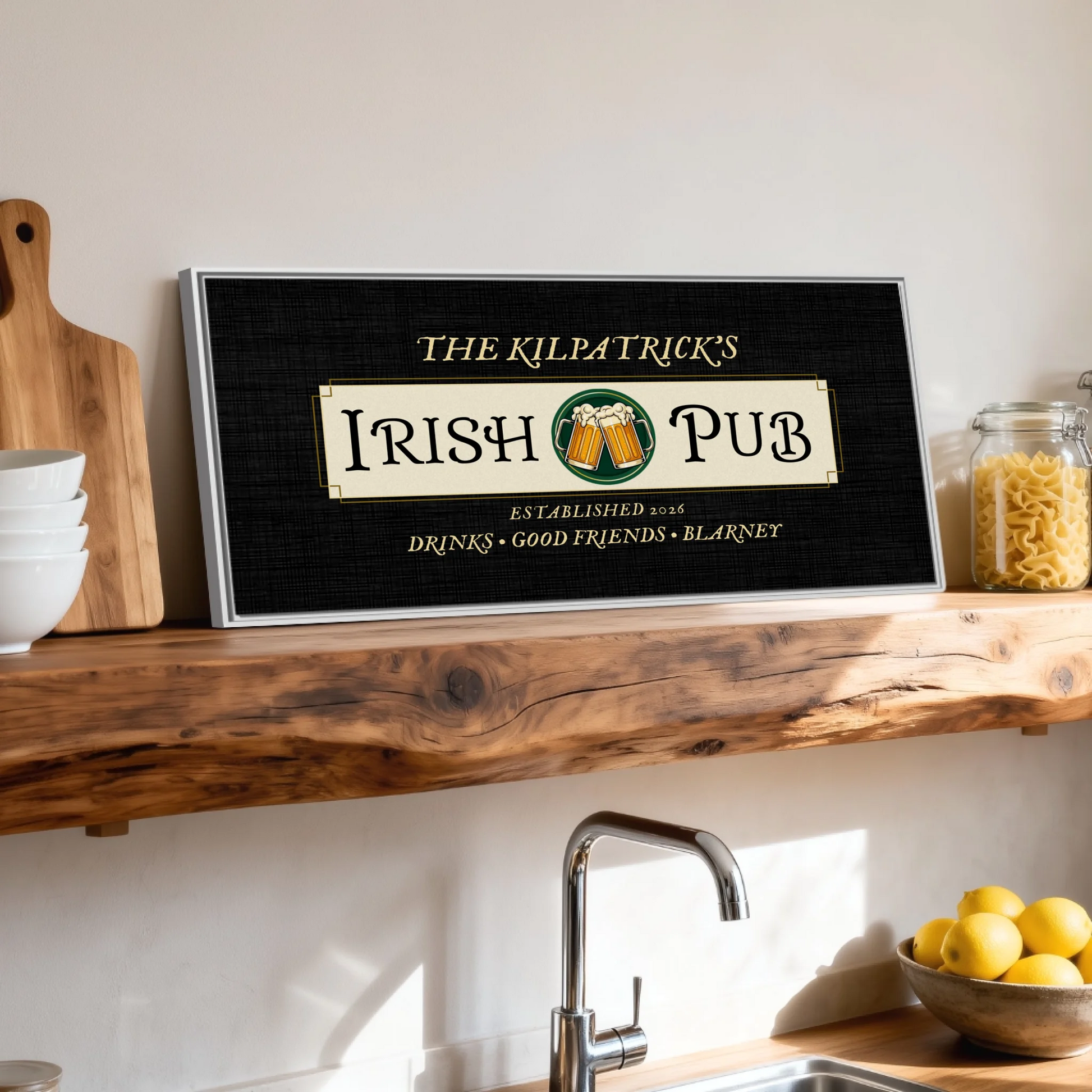 Shelf over kitchen sink white framed wide format 2.1