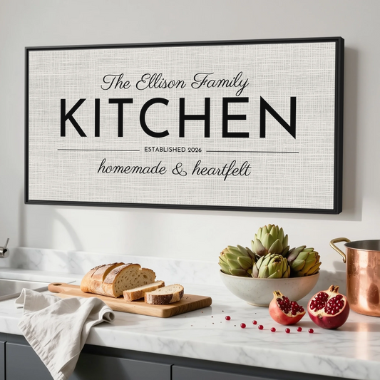 Kitchen Black Framed Wide Format 2.1 Canvas Mockup