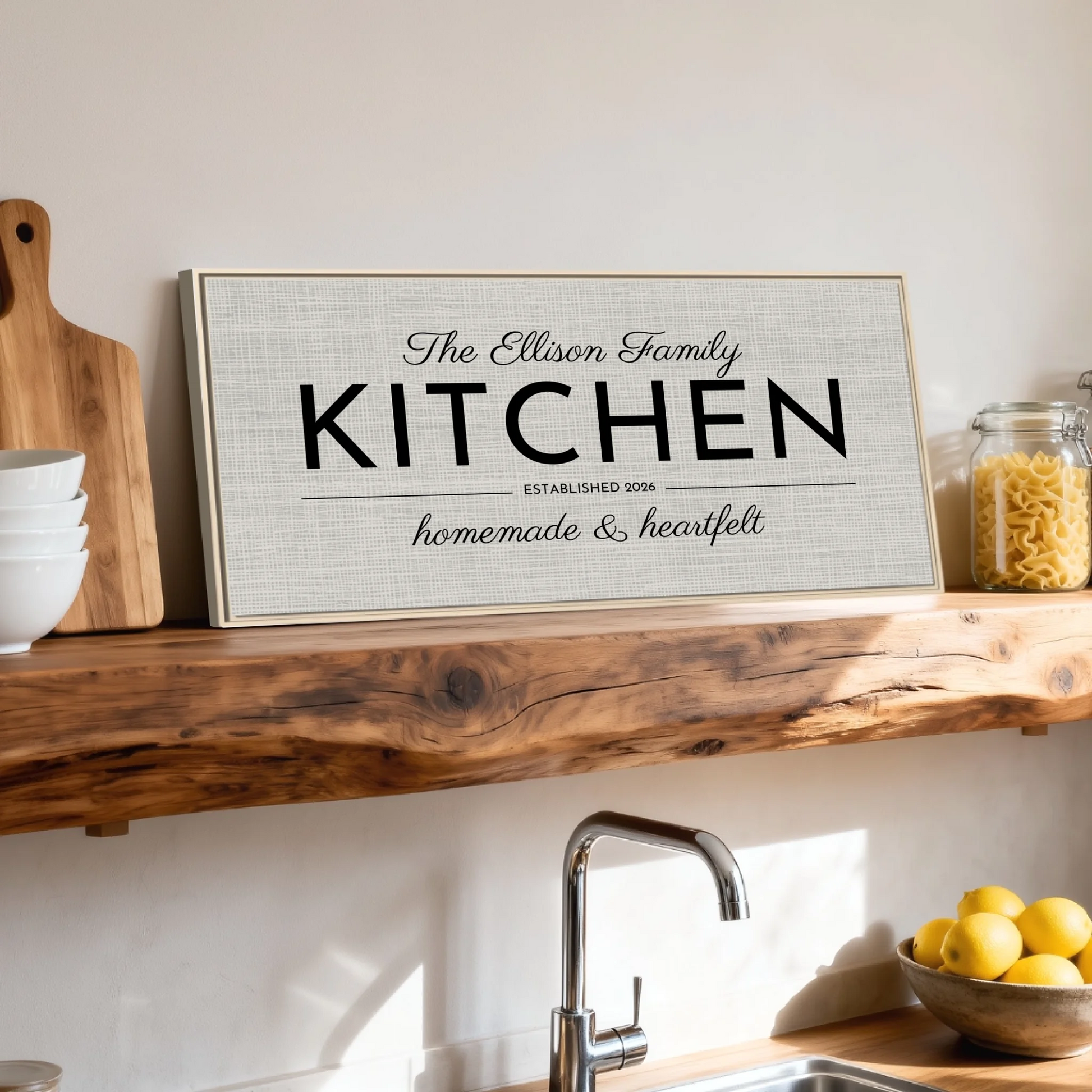 Shelf over kitchen sink natural framed wide format 2.1
