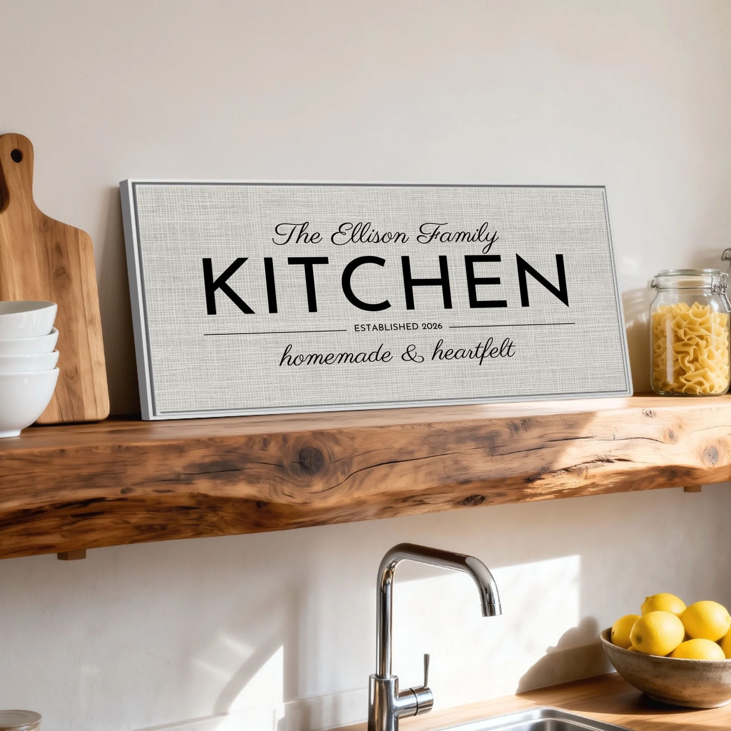 Shelf over kitchen sink white framed wide format 2.1