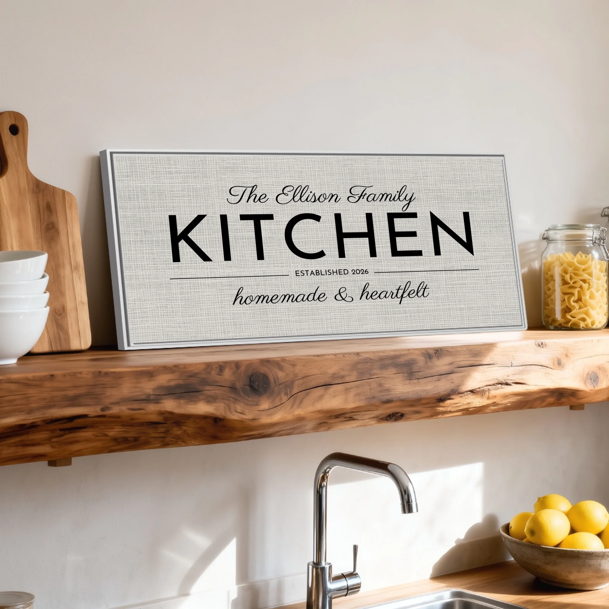 Shelf over kitchen sink white framed wide format 2.1