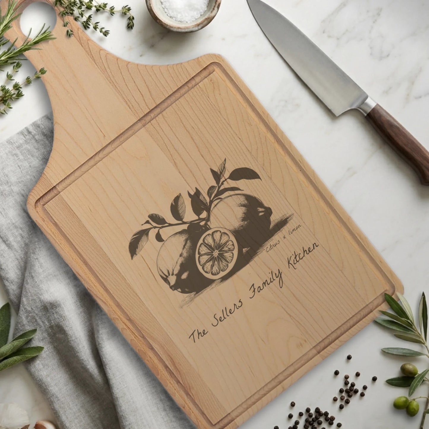 Paddle Cutting Board Maple with Drip for TIB
