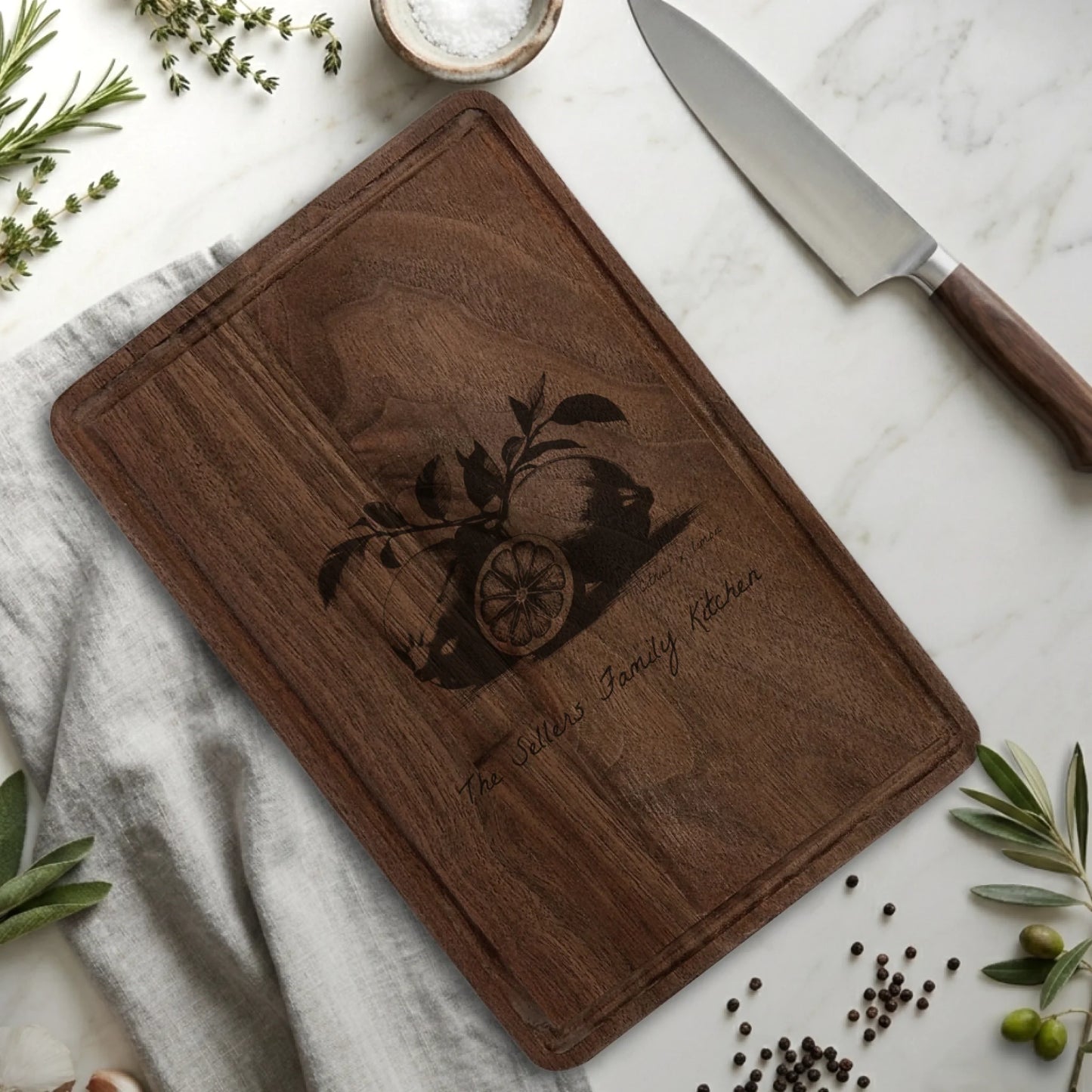 Rectangle Cutting Board Walnut with Drip for TIB