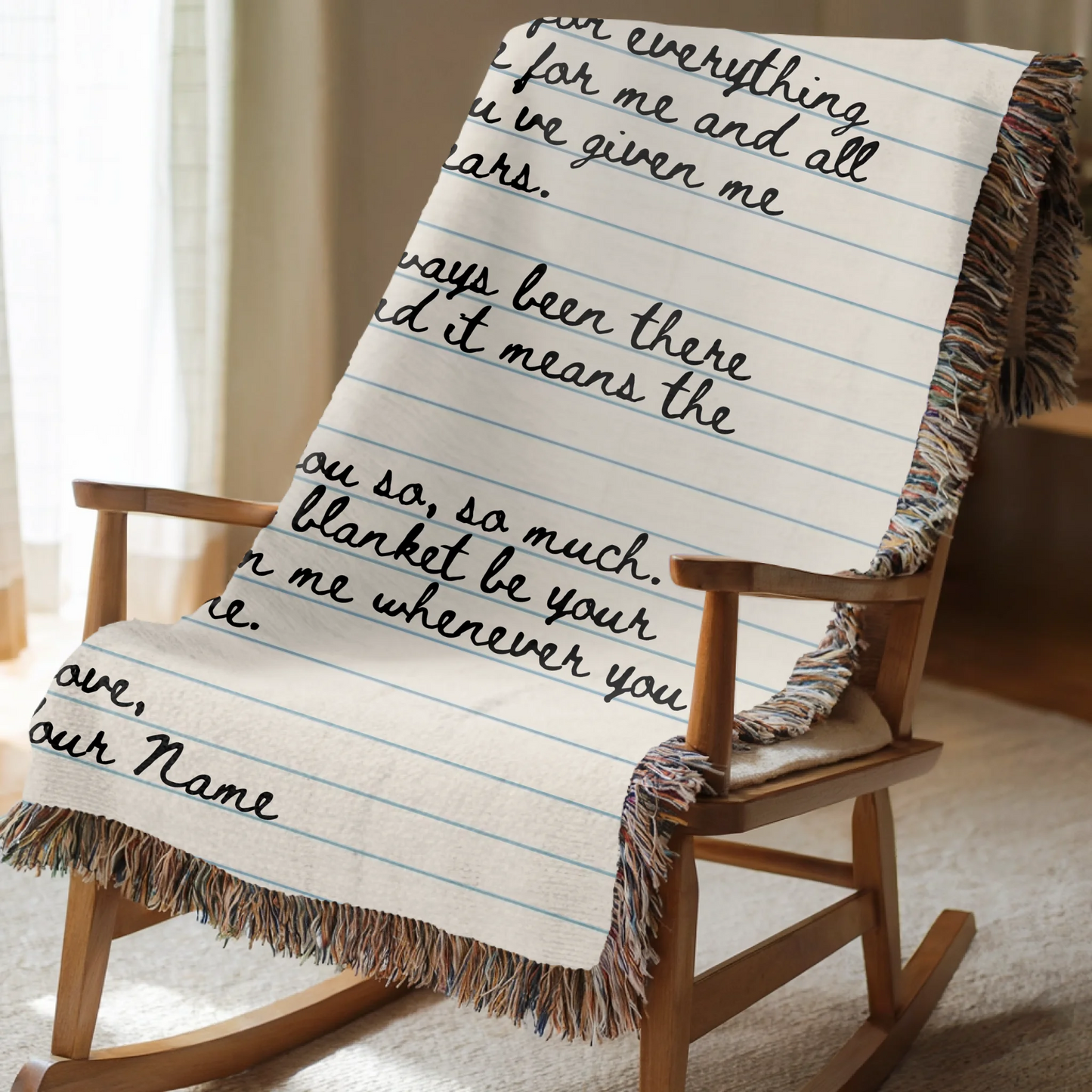 Heartfelt Letter & Name Notebook Design Handwritten Blanket - Type Your Custom Letter - Personalized