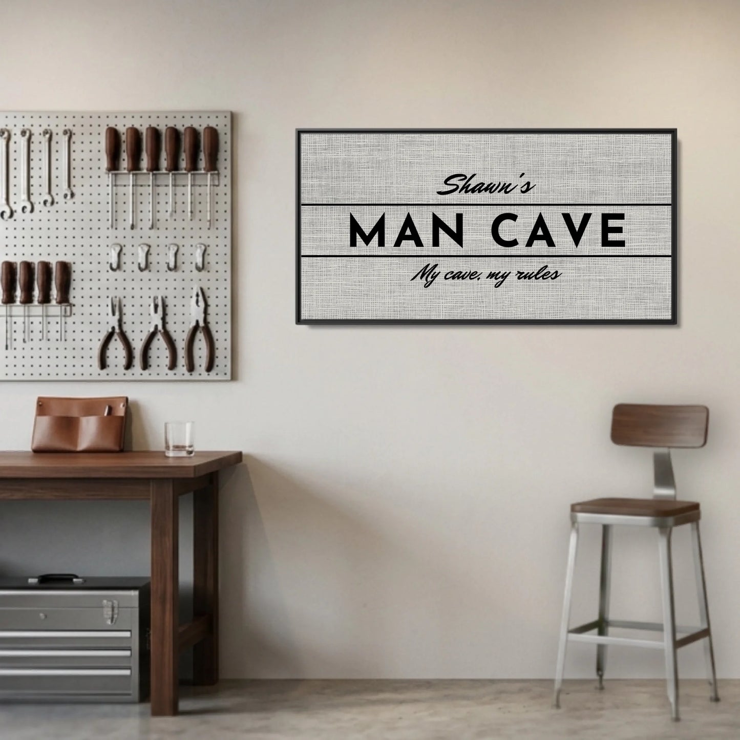 Garage Black Framed Wide Format 2.1 Canvas Mockup