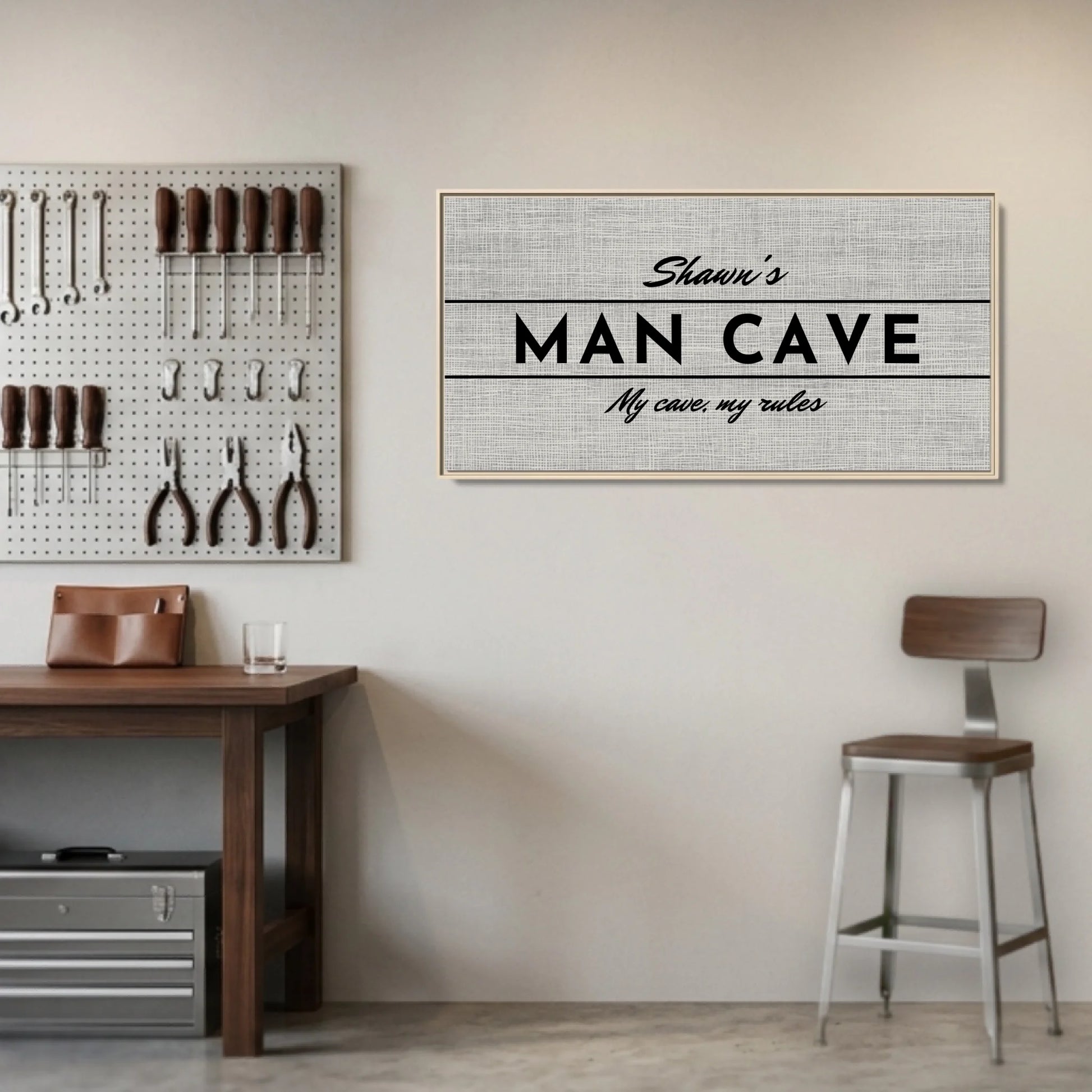 Garage Natural Framed Wide Format 2.1 Canvas Mockup