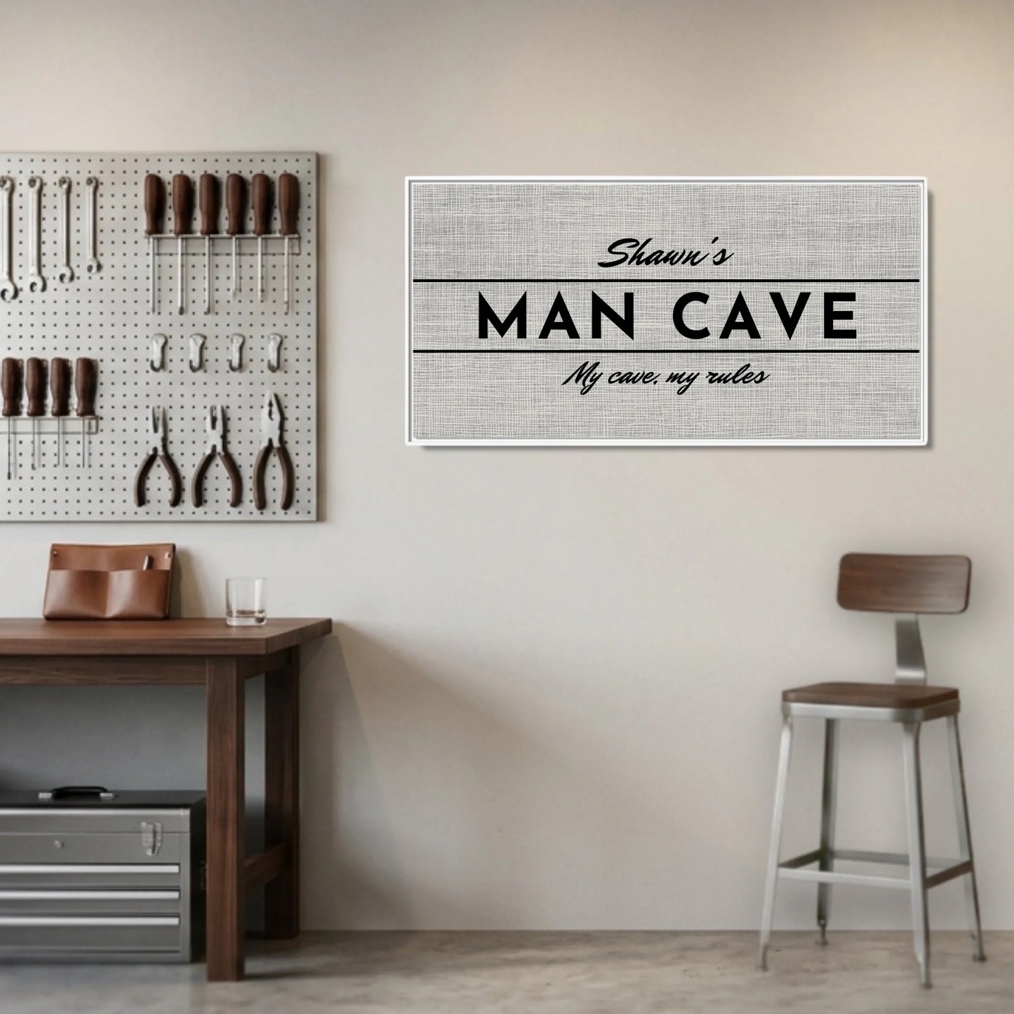 Garage White Framed Wide Format 2.1 Canvas Mockup