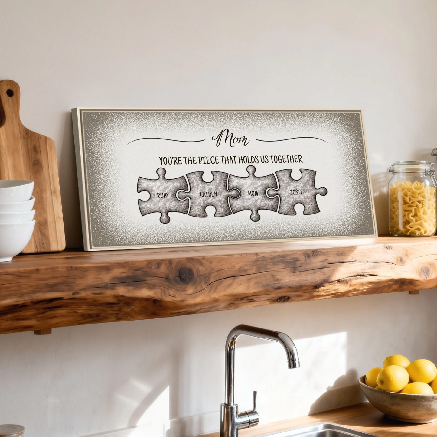 Shelf over kitchen sink natural framed wide format 2.1