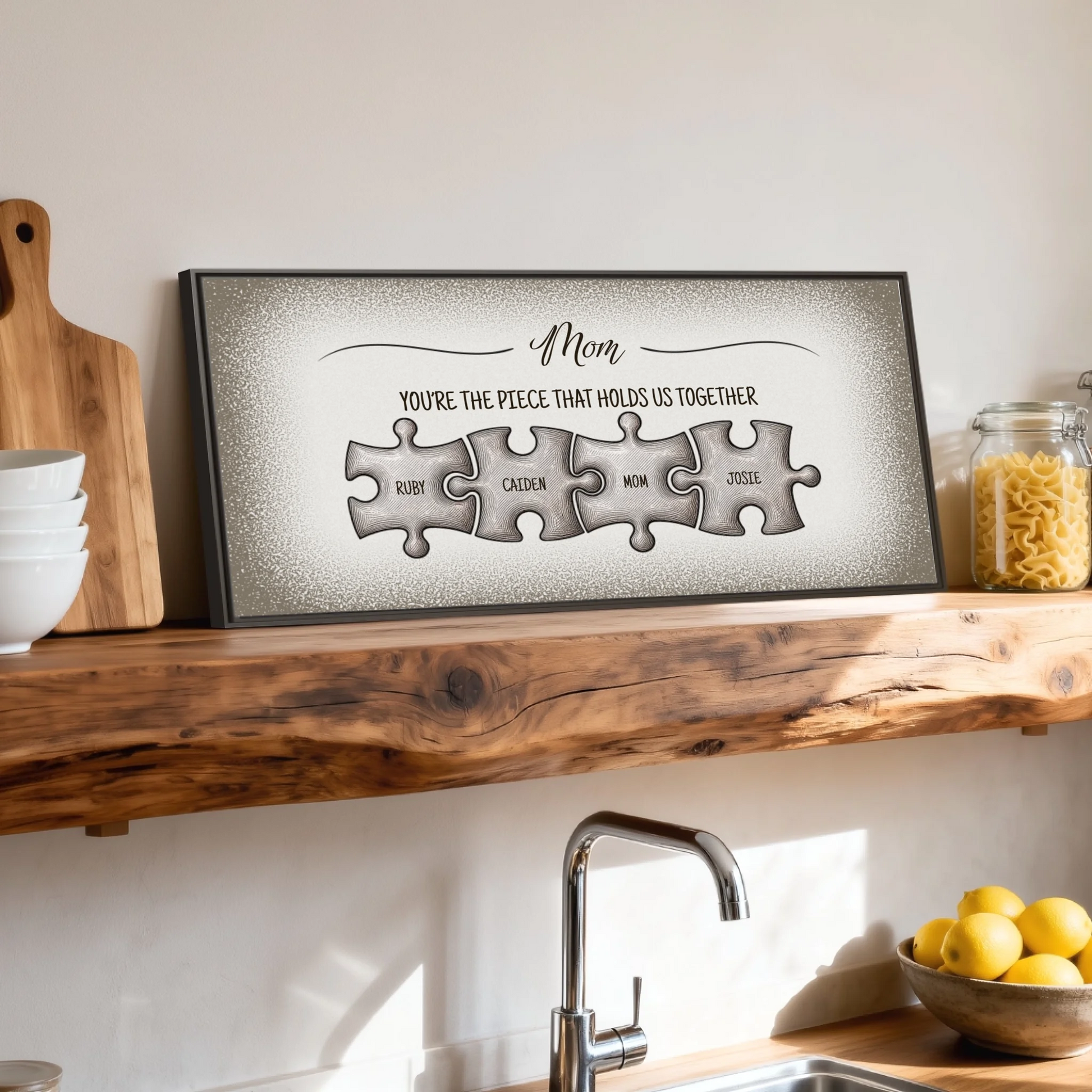 Shelf over kitchen sink espresso framed wide format 2.1
