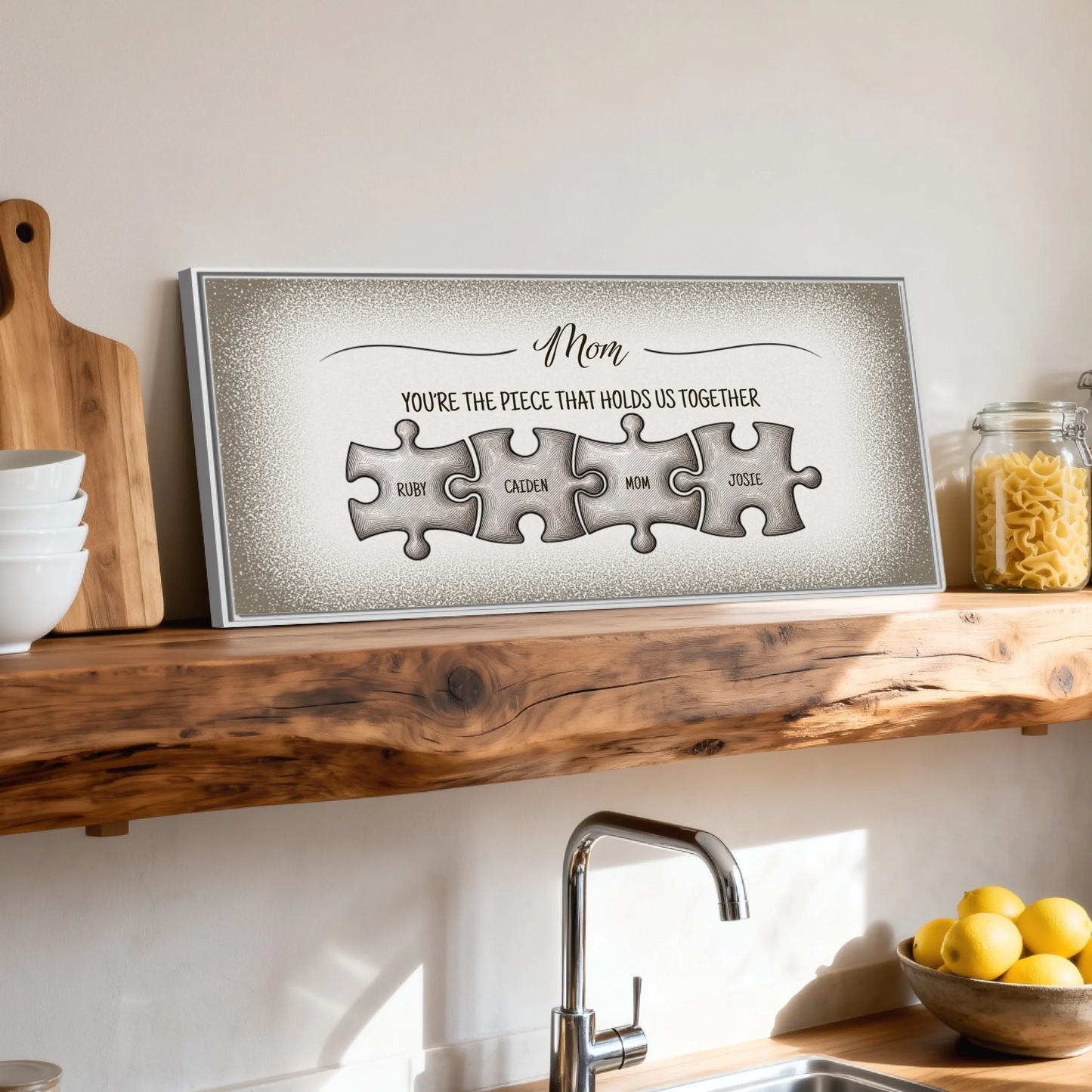 Shelf over kitchen sink white framed wide format 2.1