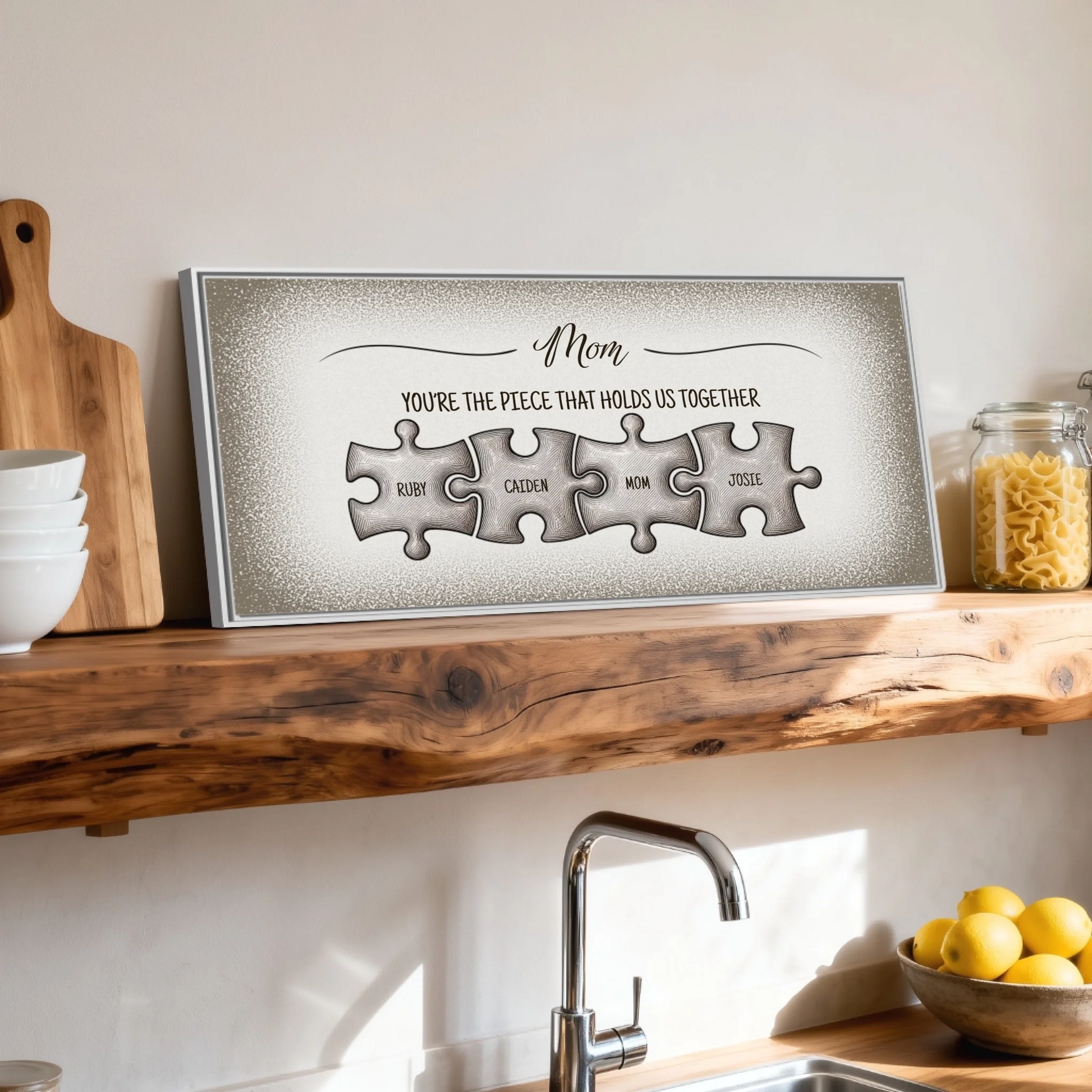 Shelf over kitchen sink white framed wide format 2.1