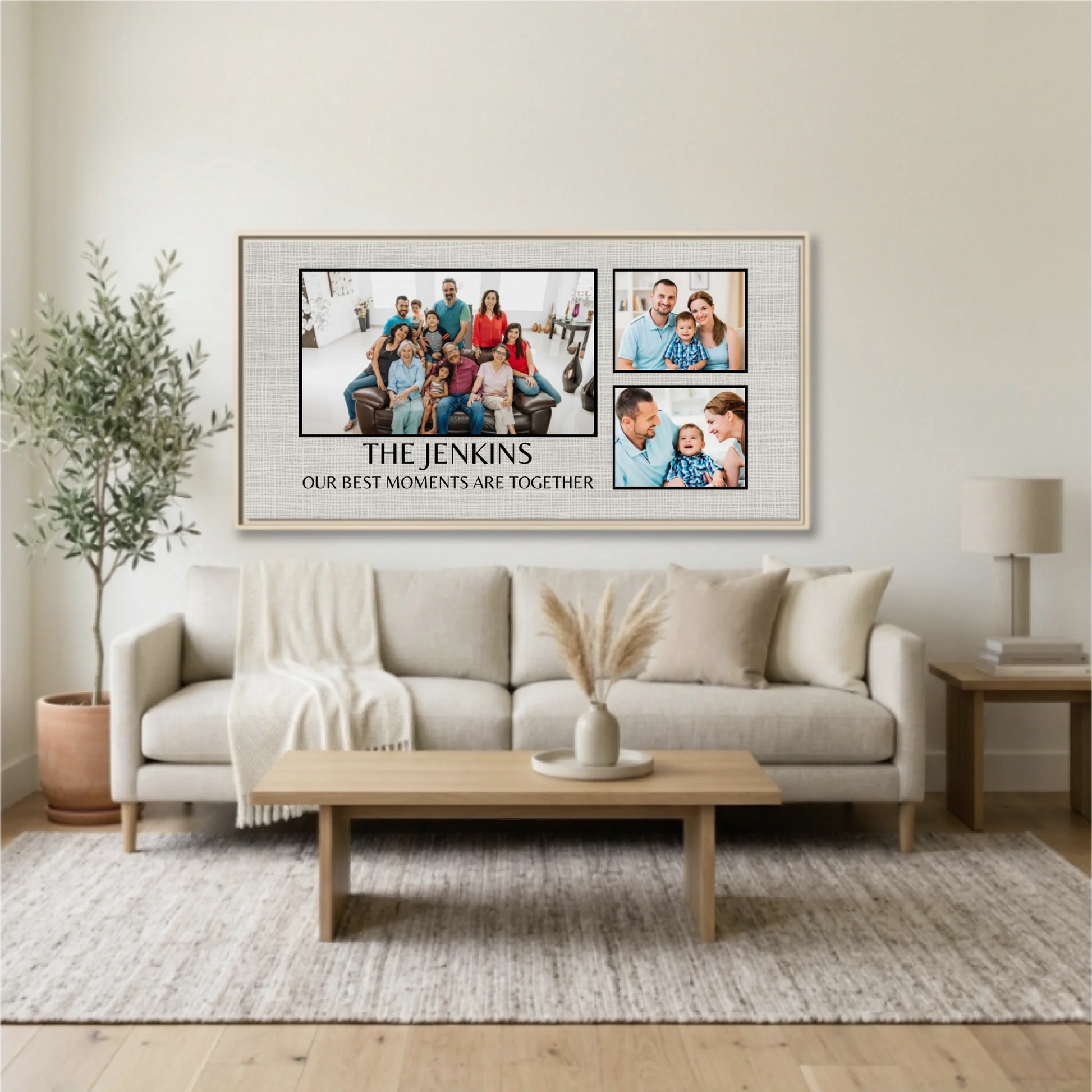 Living Room Natural Framed Wide Format 2.1 Mockup