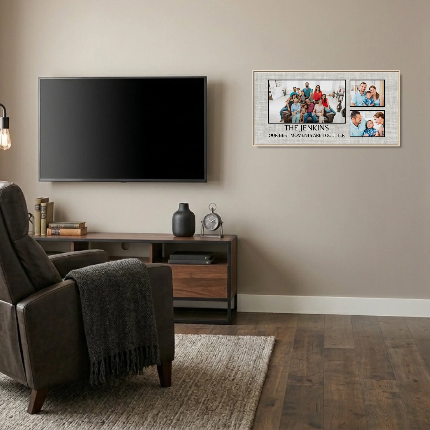 Man Cave Natural Frame Wide Format 2.1 Canvas Mockup
