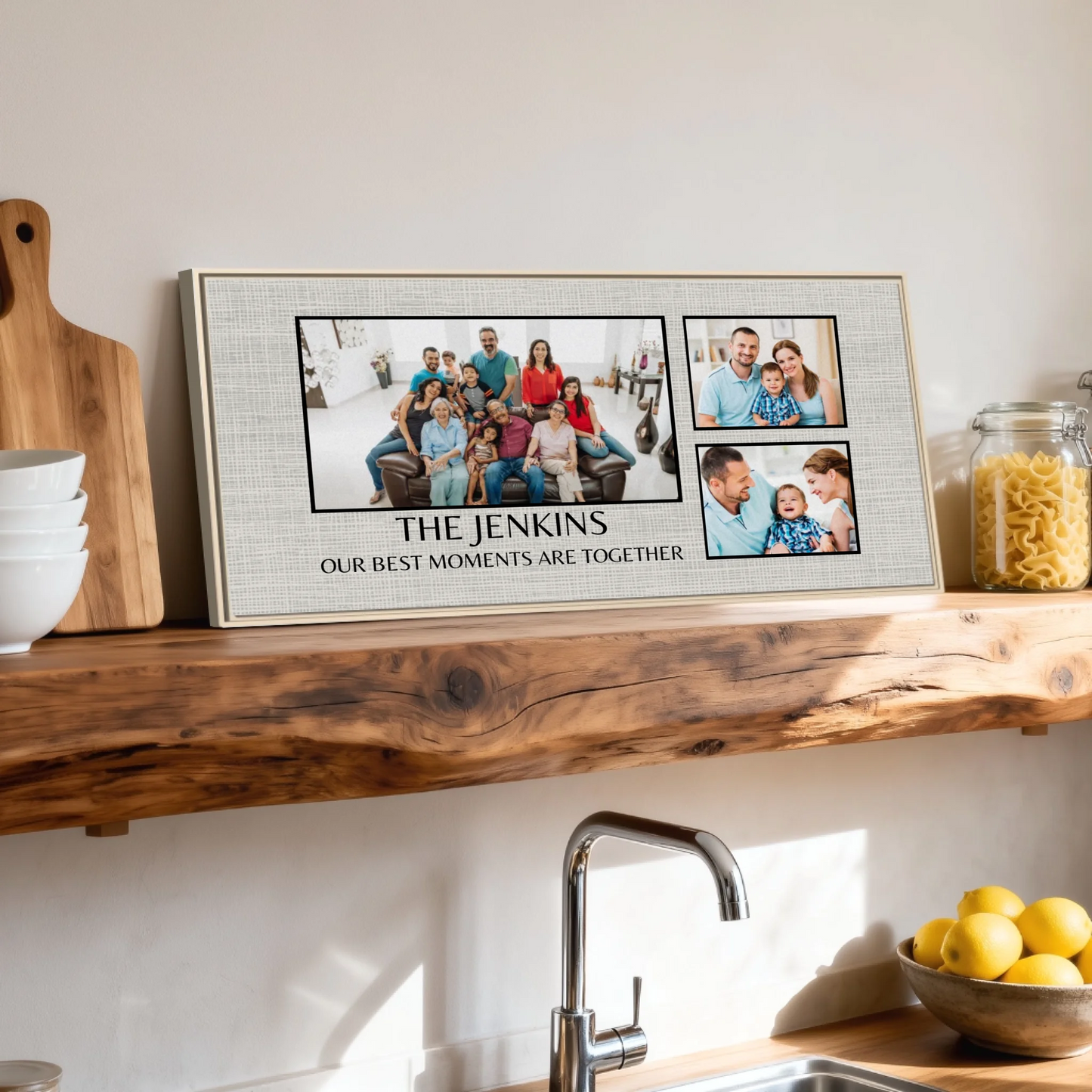 Shelf over kitchen sink natural framed wide format 2.1
