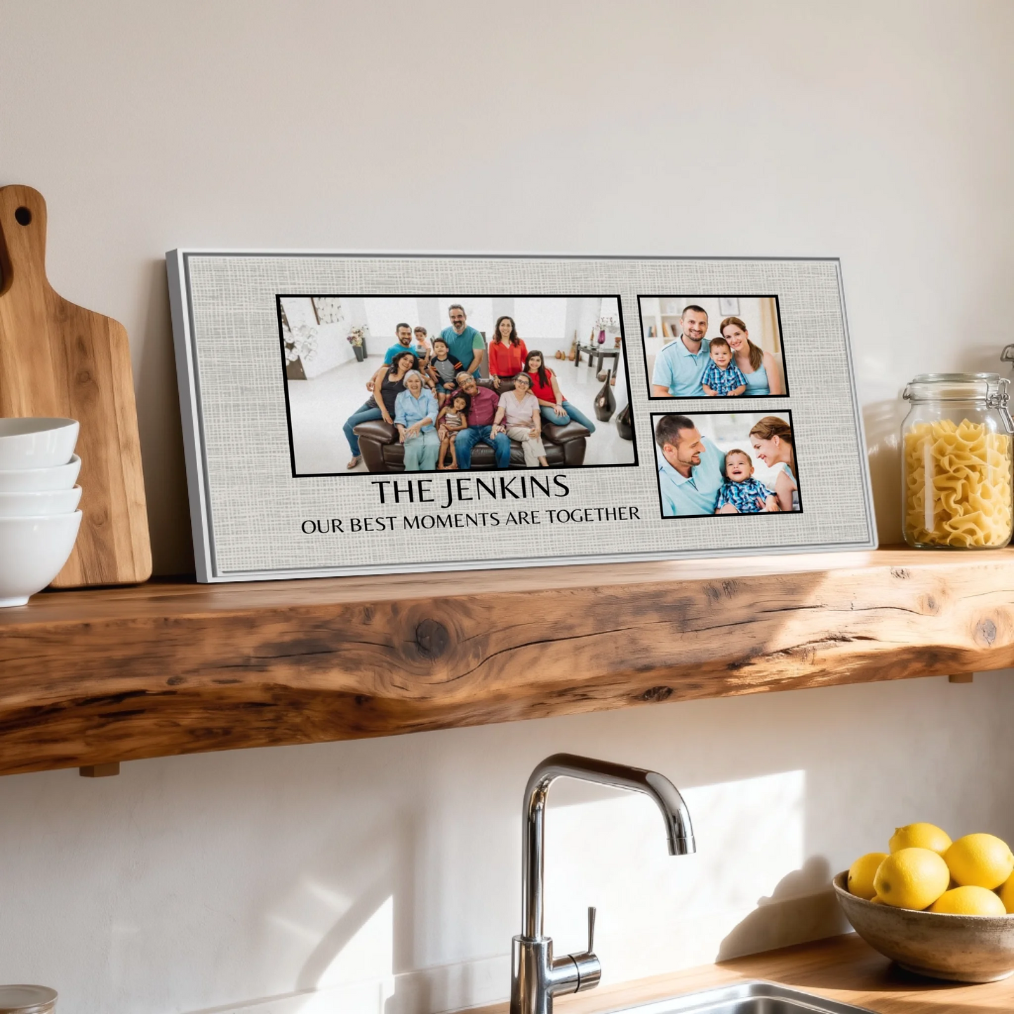 Shelf over kitchen sink white framed wide format 2.1