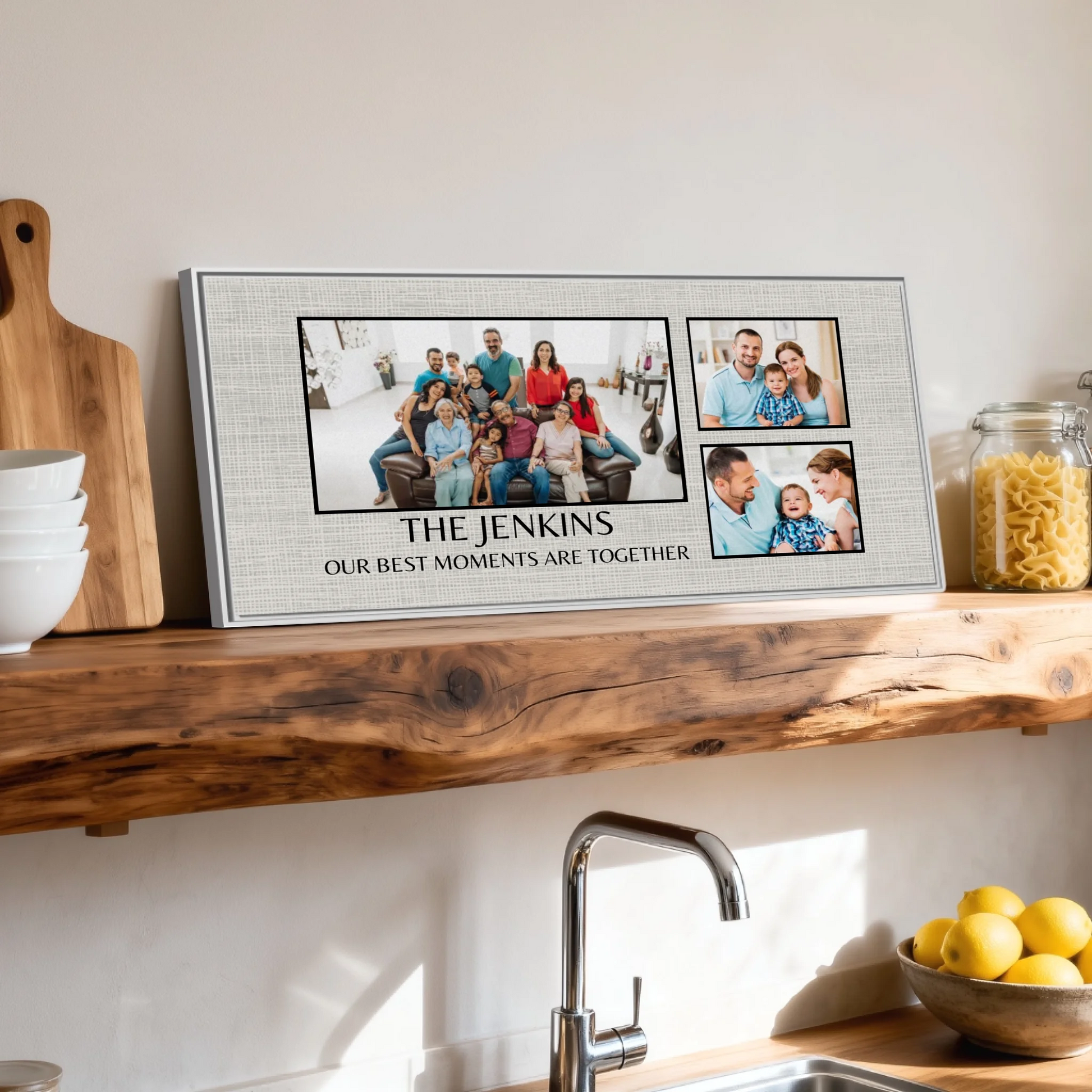 Shelf over kitchen sink white framed wide format 2.1