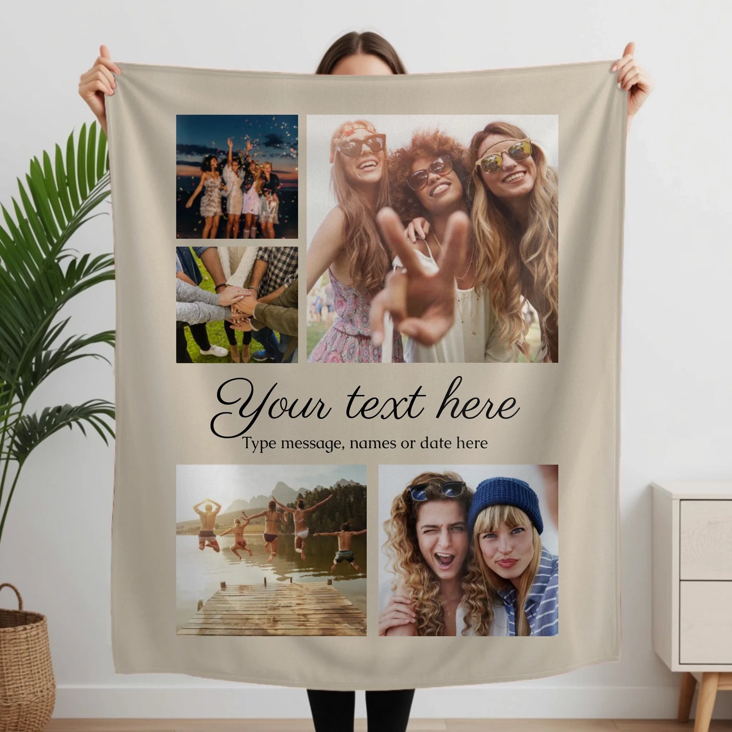 Woman Holding Fleece Blanket Closeup