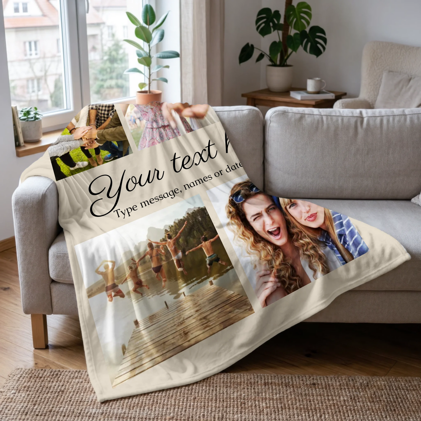 Photo Collage Blanket with Names & Messages - Personalized