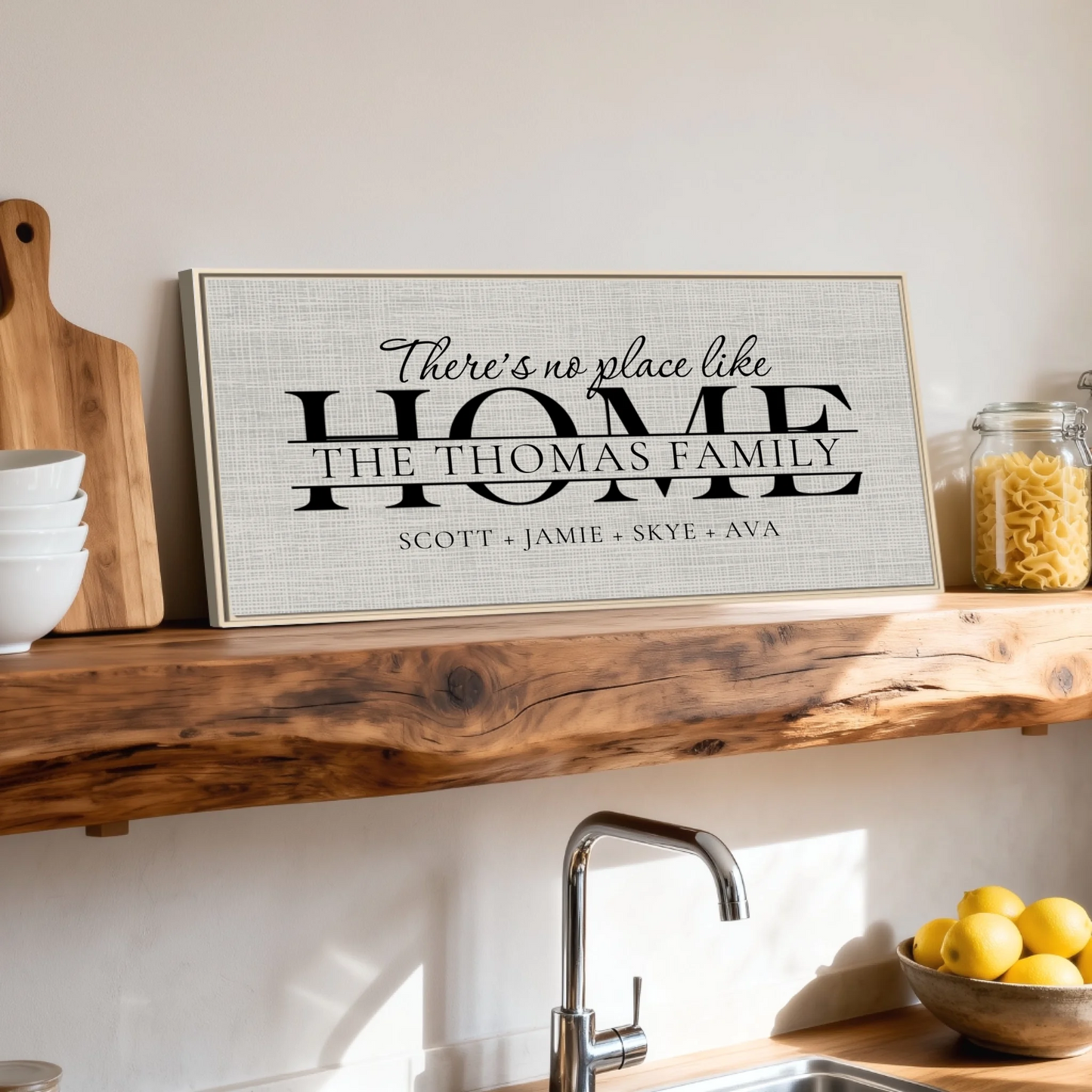 Shelf over kitchen sink natural framed wide format 2.1