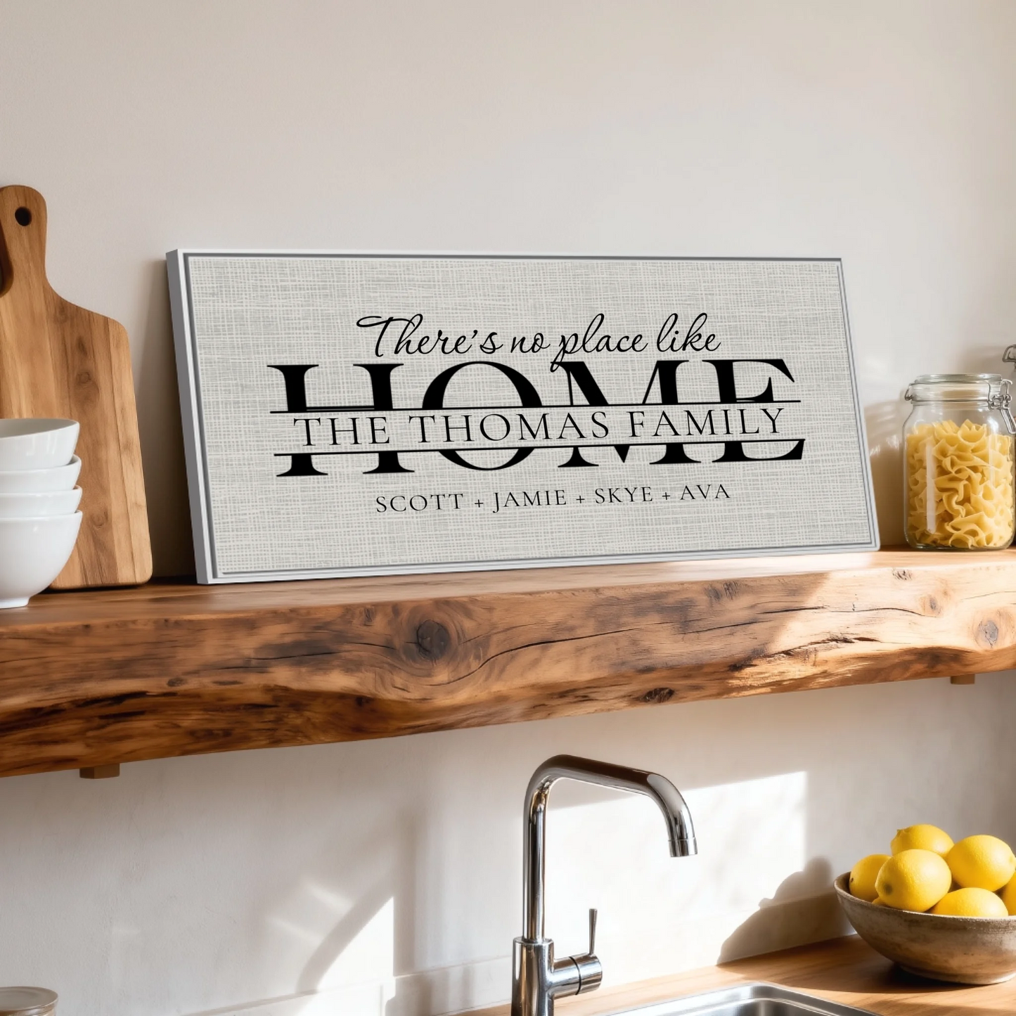Shelf over kitchen sink white framed wide format 2.1