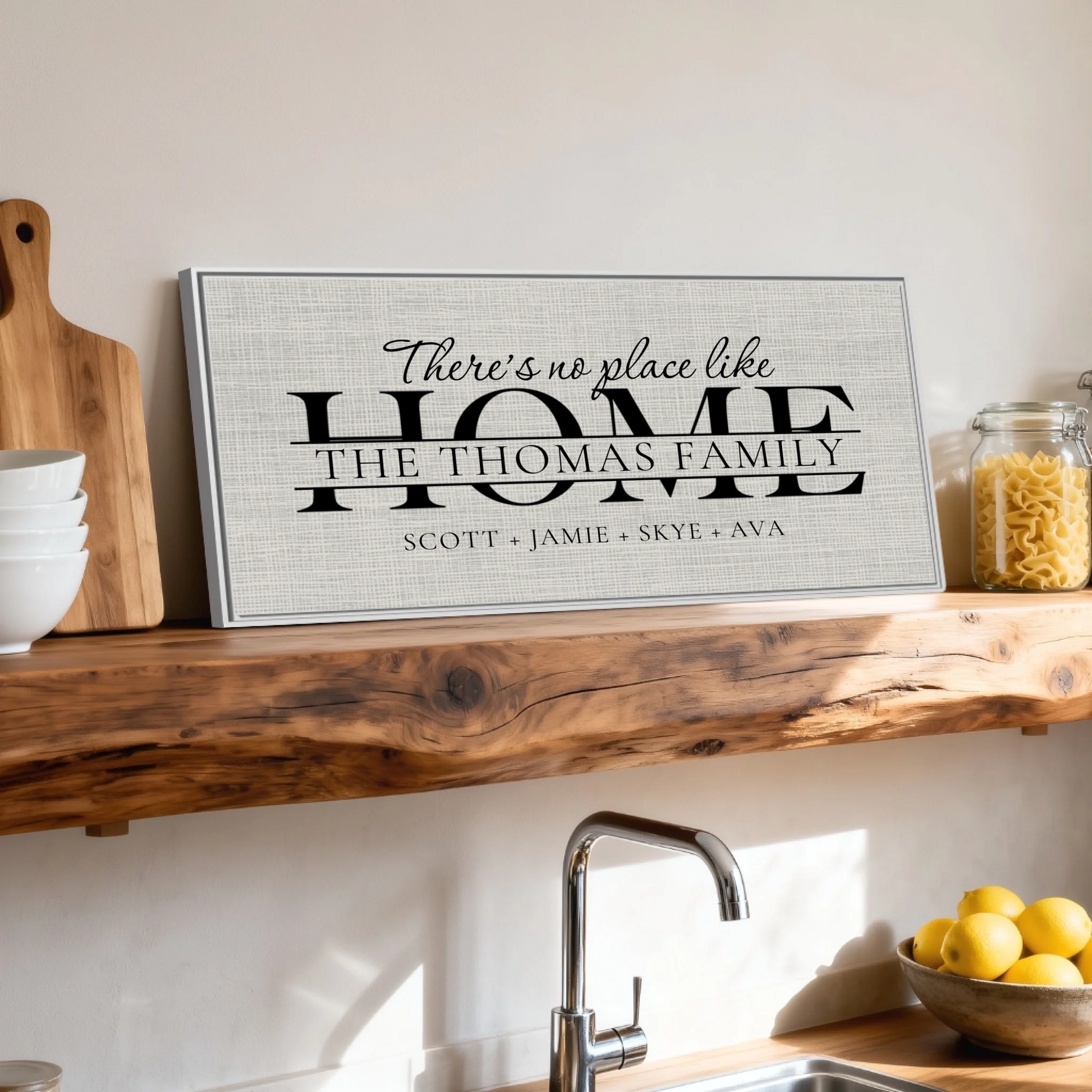 Shelf over kitchen sink white framed wide format 2.1