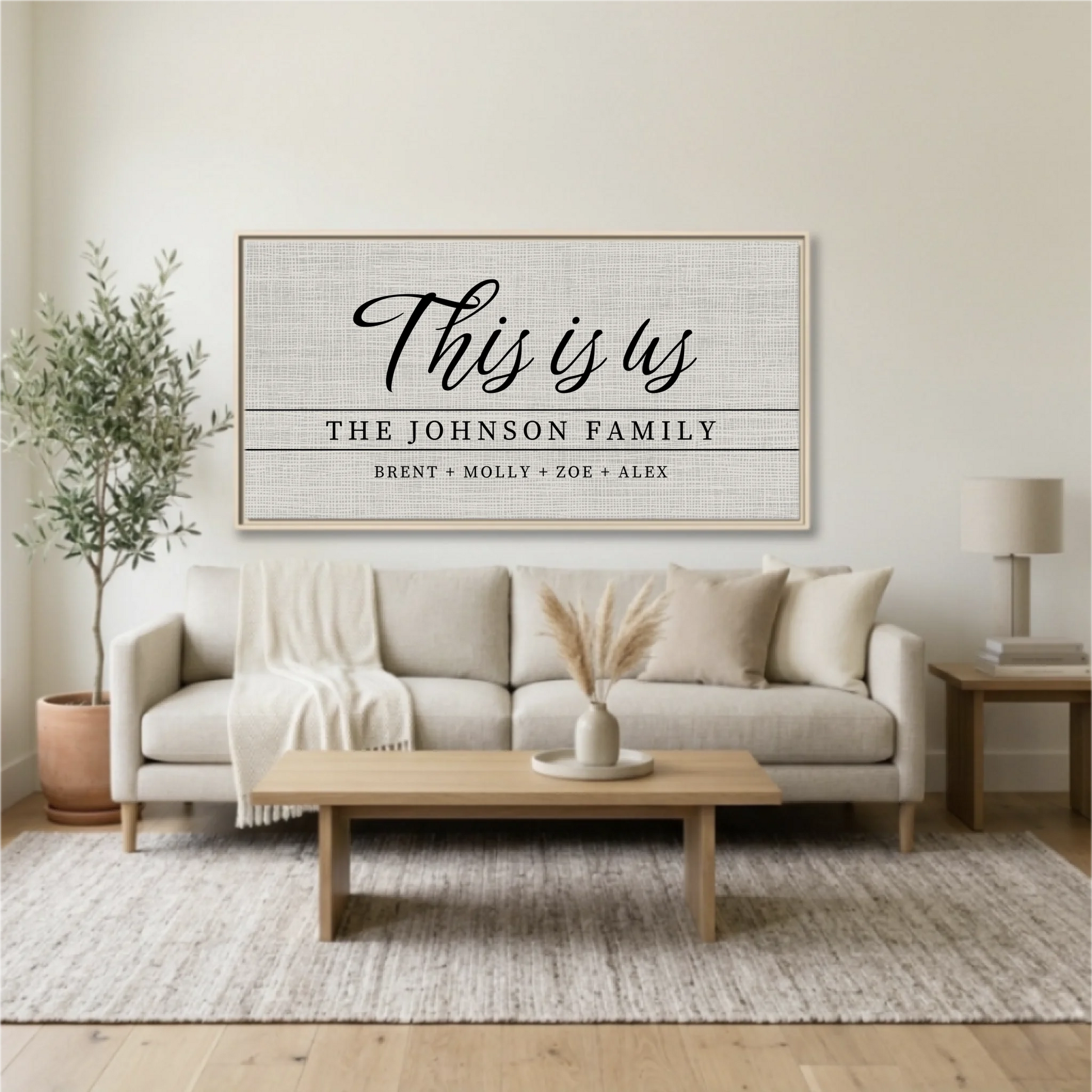 Living Room Natural Framed Wide Format 2.1 Mockup