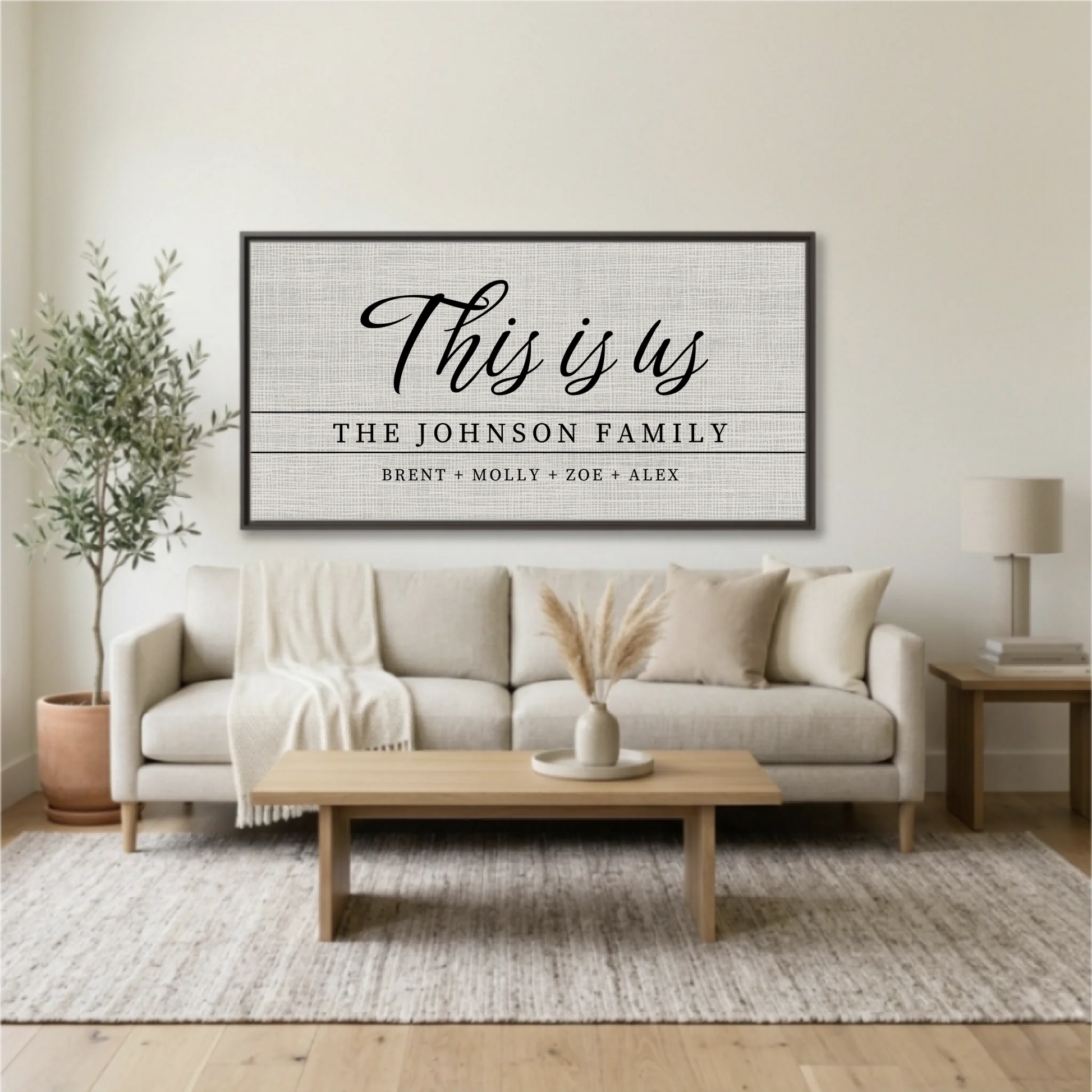 Living Room Espresso Framed Wide Format 2.1 Mockup