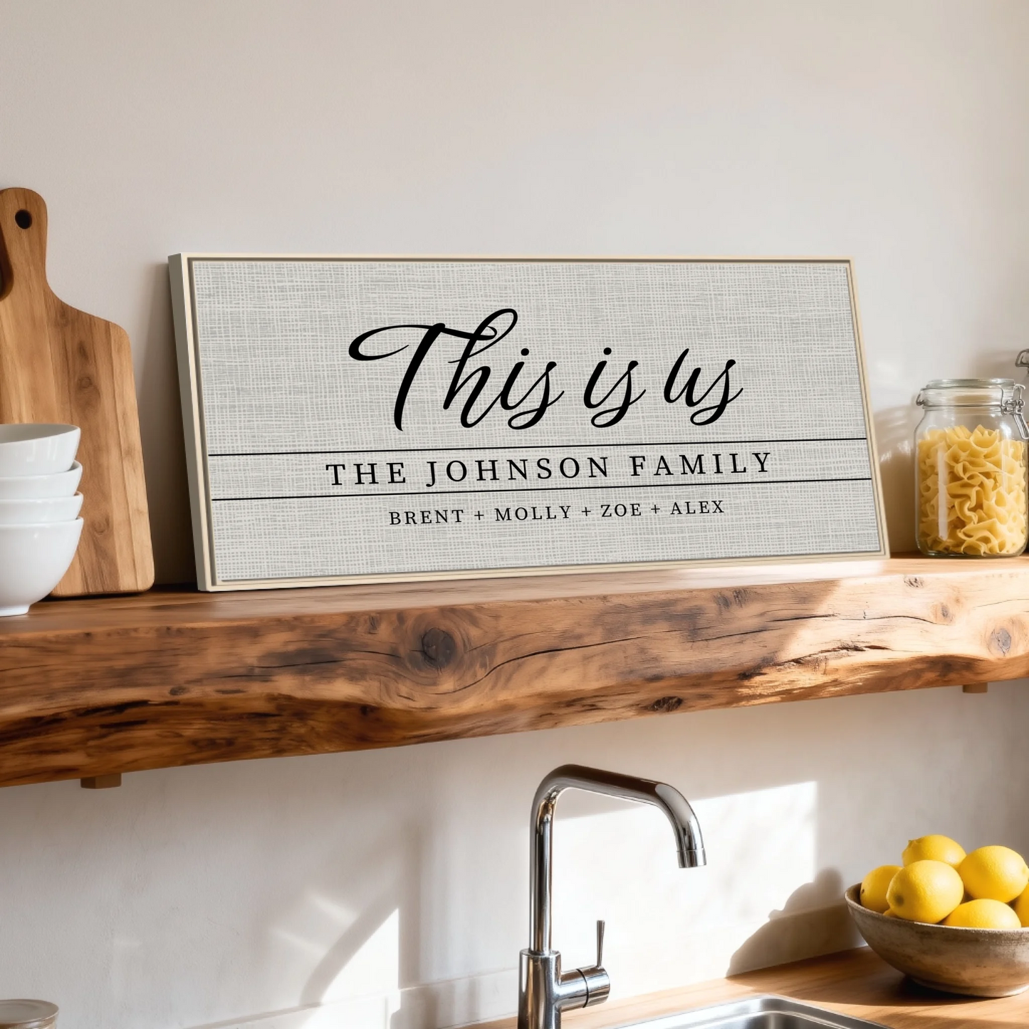 Shelf over kitchen sink natural framed wide format 2.1