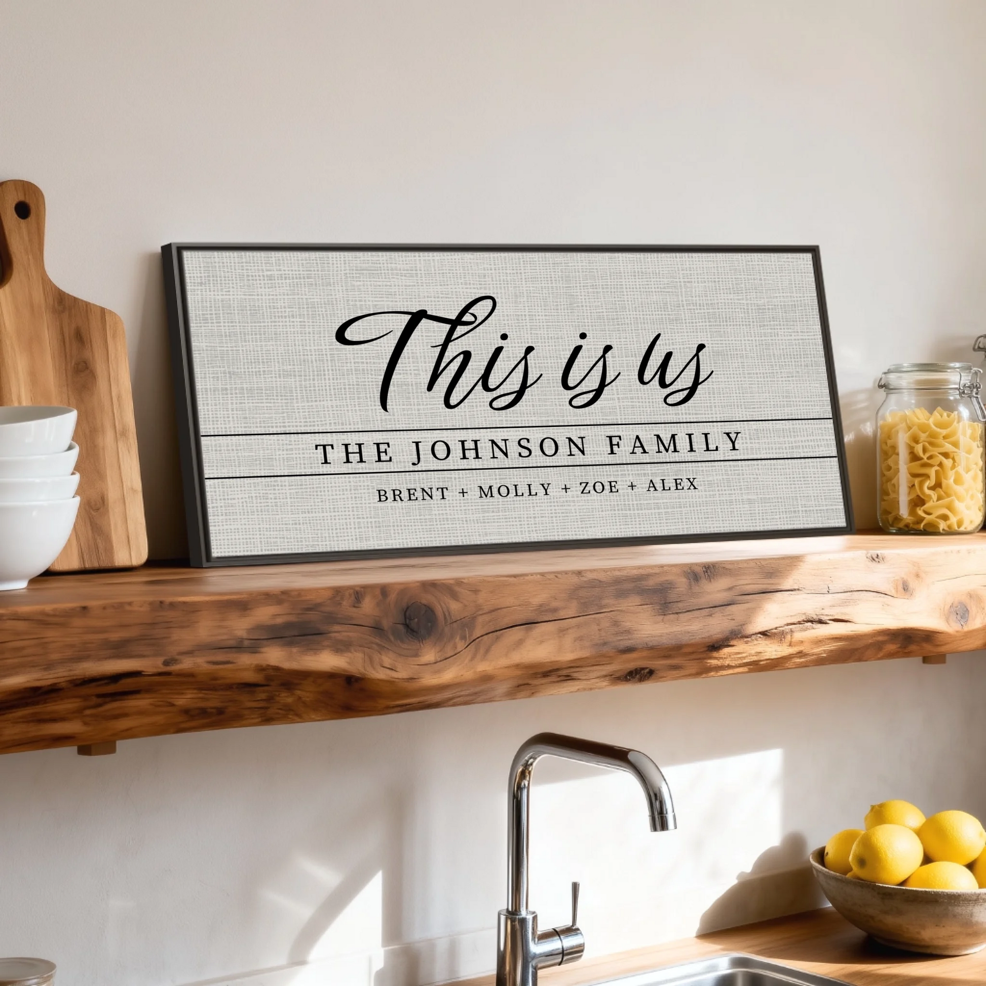 Shelf over kitchen sink espresso framed wide format 2.1