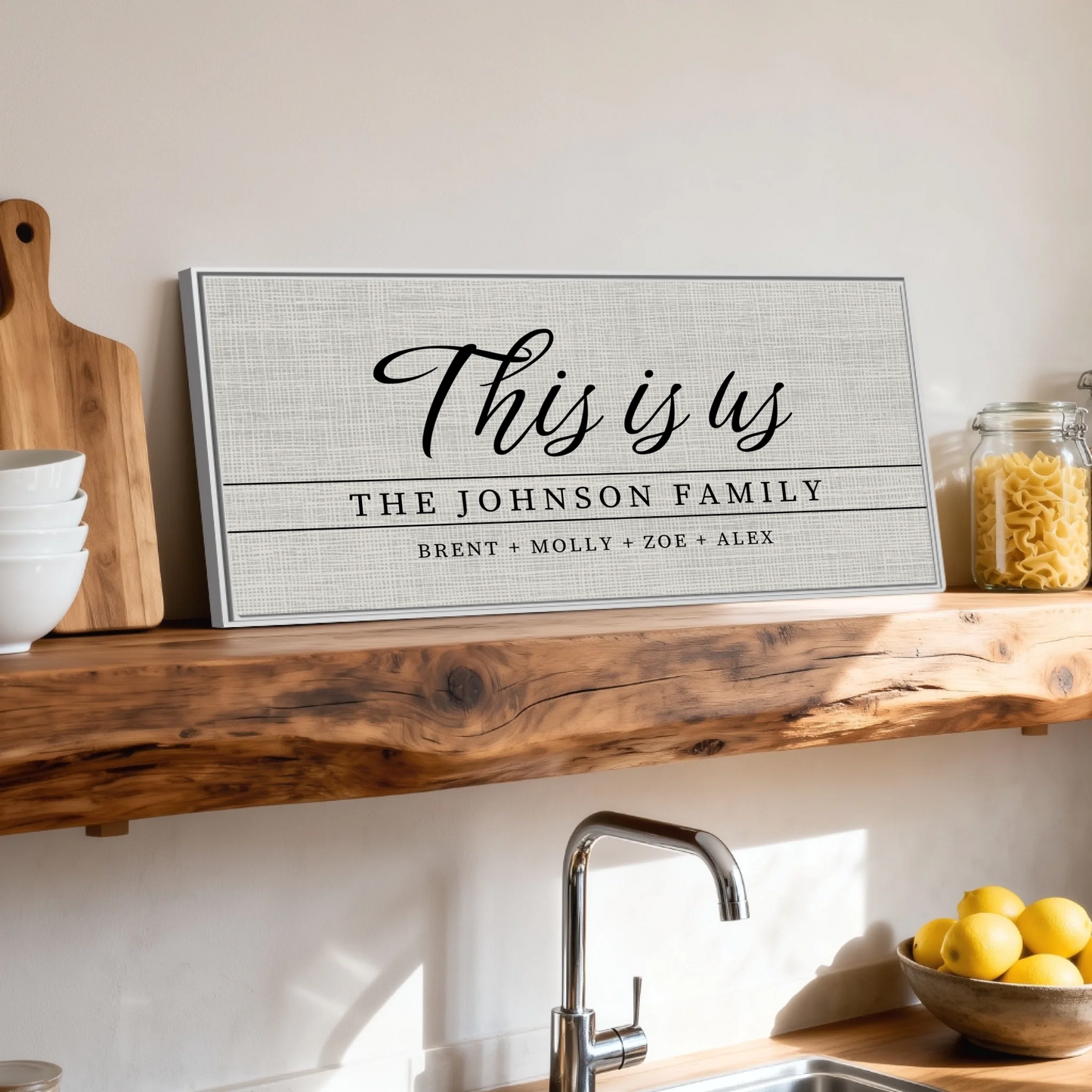 Shelf over kitchen sink white framed wide format 2.1