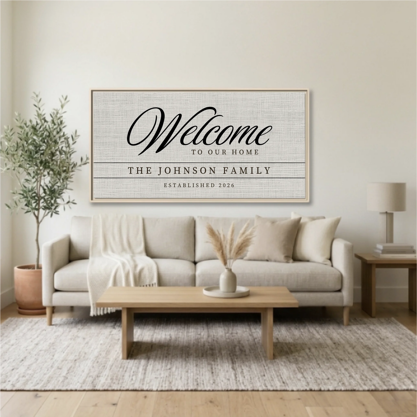 Living Room Natural Framed Wide Format 2.1 Mockup