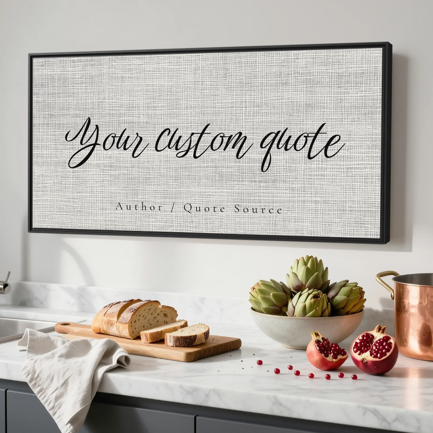 Kitchen Black Framed Wide Format 2.1 Canvas Mockup