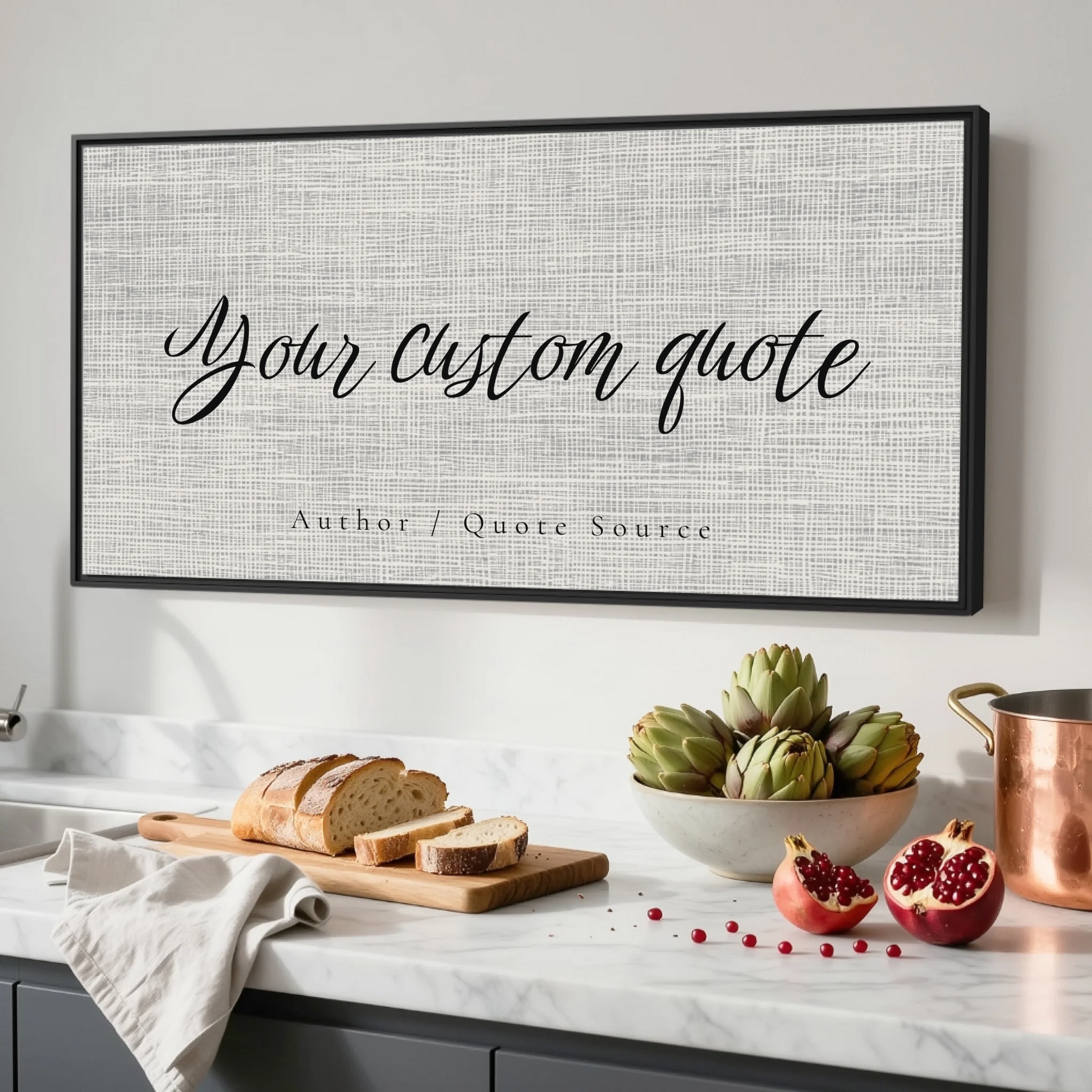 Kitchen Black Framed Wide Format 2.1 Canvas Mockup