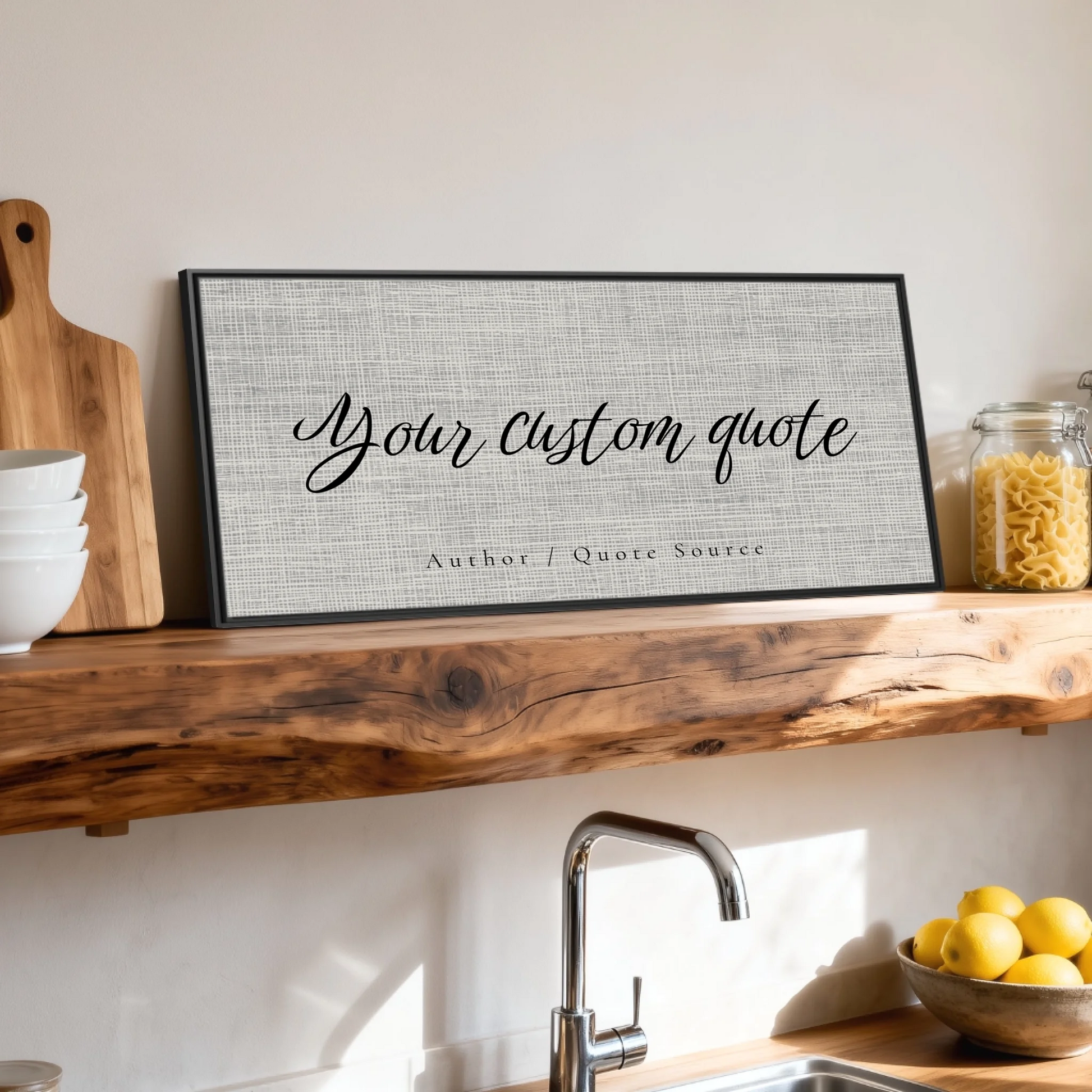 Shelf over kitchen sink black framed wide format 2.1