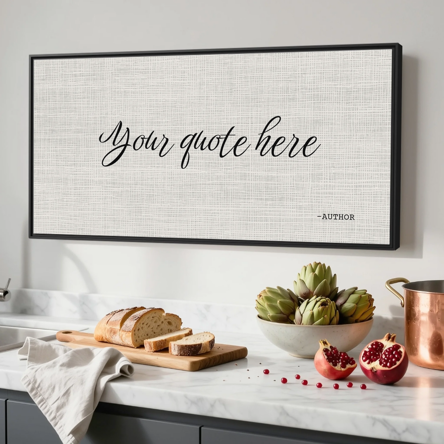 Kitchen Black Framed Wide Format 2.1 Canvas Mockup